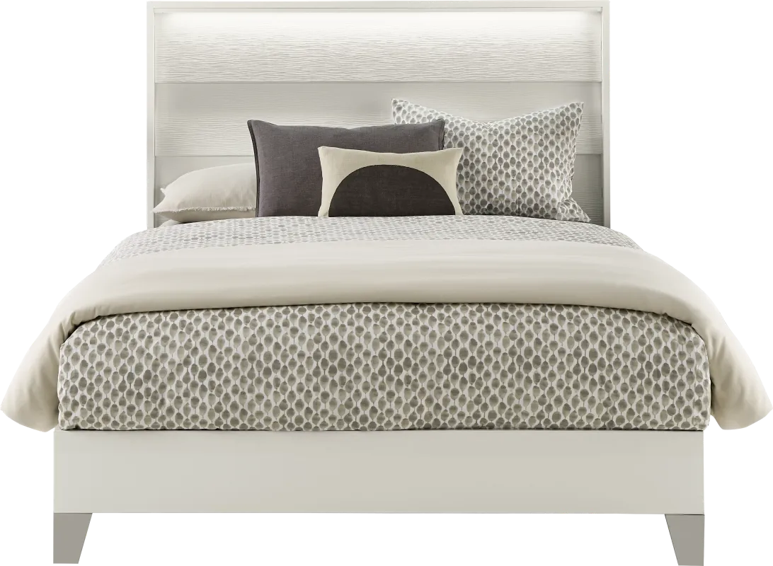 Auralight White Queen Panel Bed