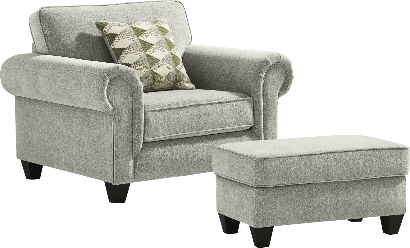 Hathaway Aqua Chair and Ottoman