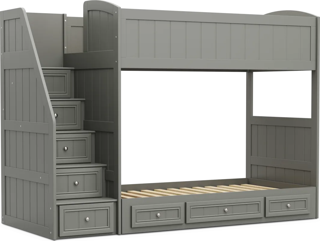 Kids Cottage Colors 2.0 Gray Twin/Twin Step Loft