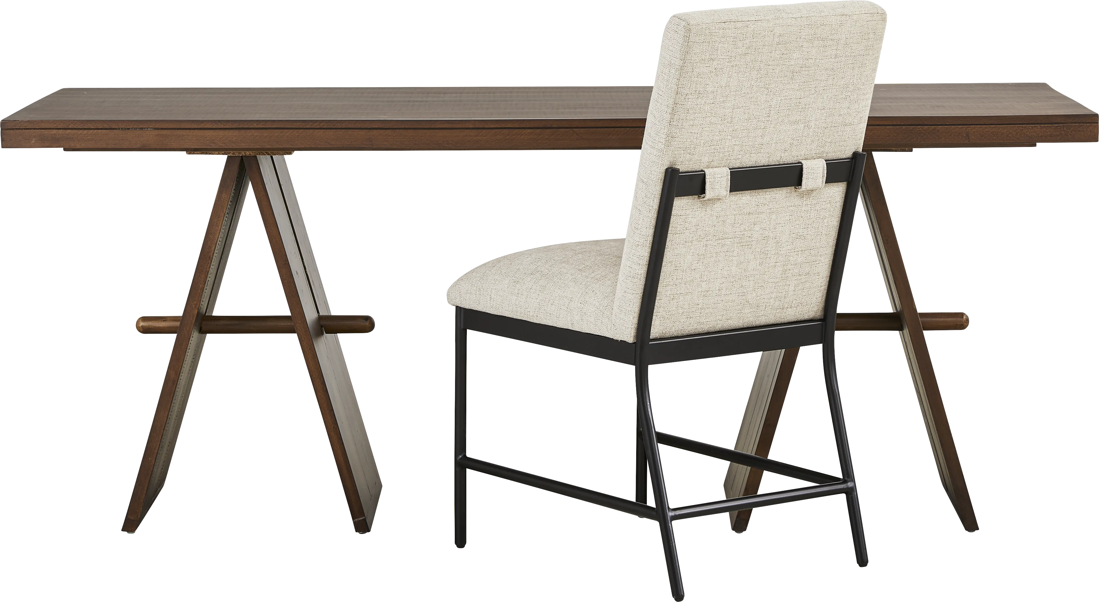 Soren Brown Writing Desk with Cream Chair - Thumbnail - Image 1