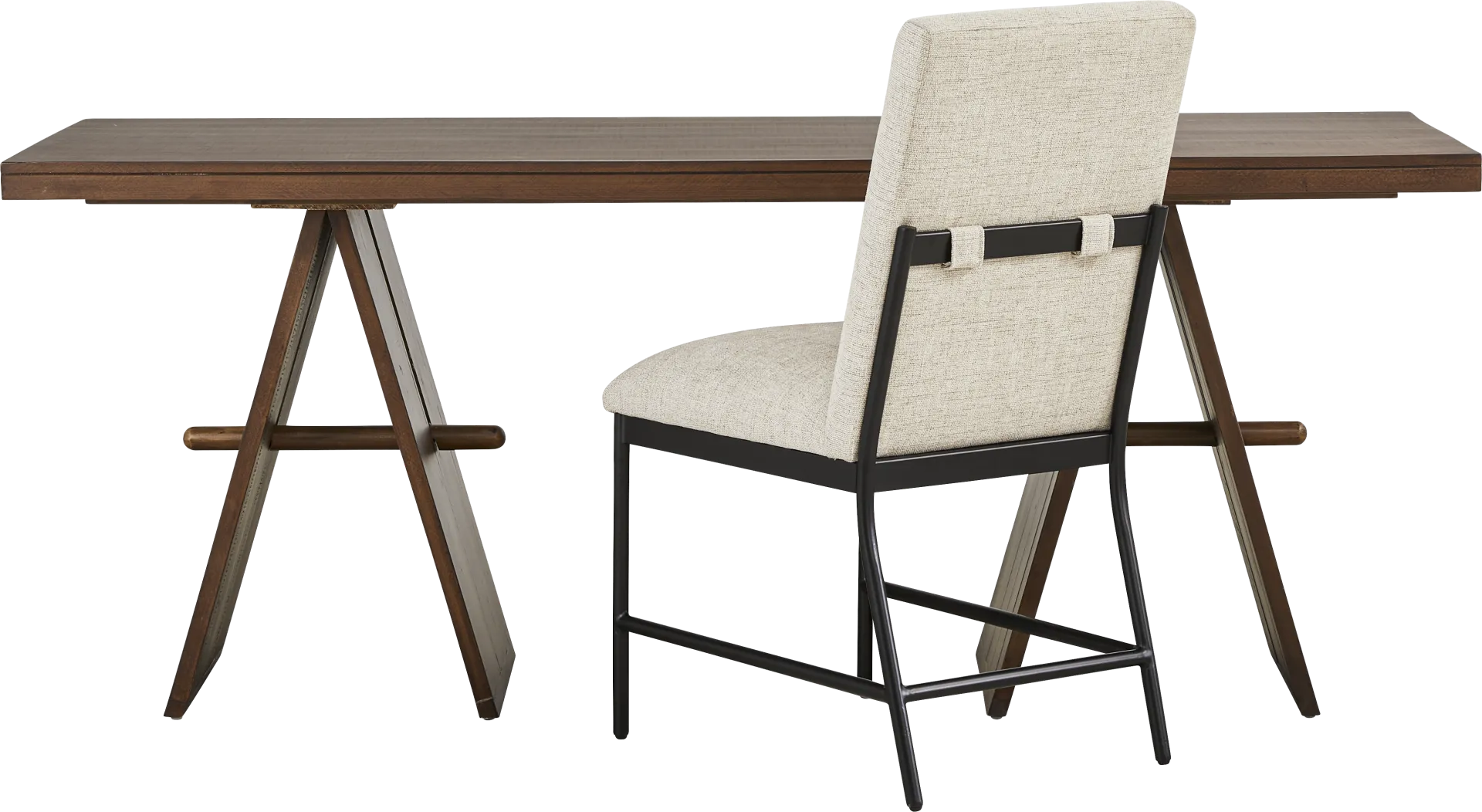 Soren Brown Writing Desk with Cream Chair - Image 1