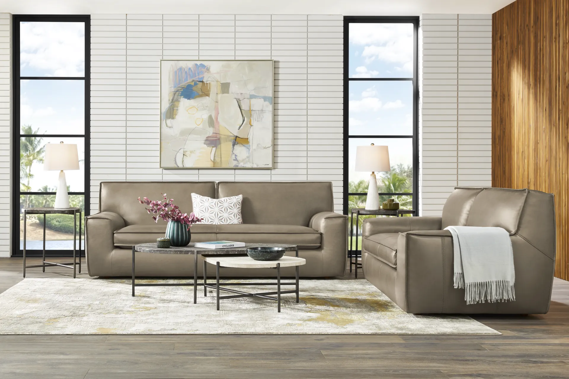 Geraldo Mineral Leather Sofa - Image 1