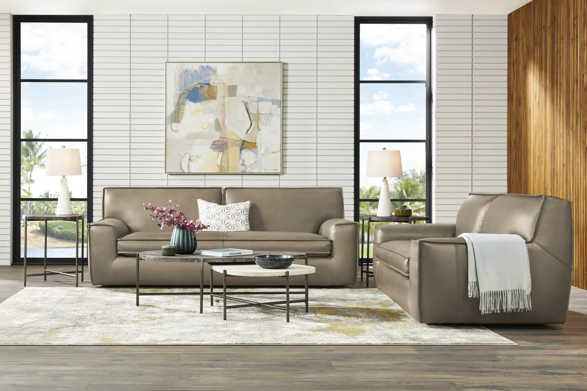 Geraldo Mineral Leather 6 Pc Living Room