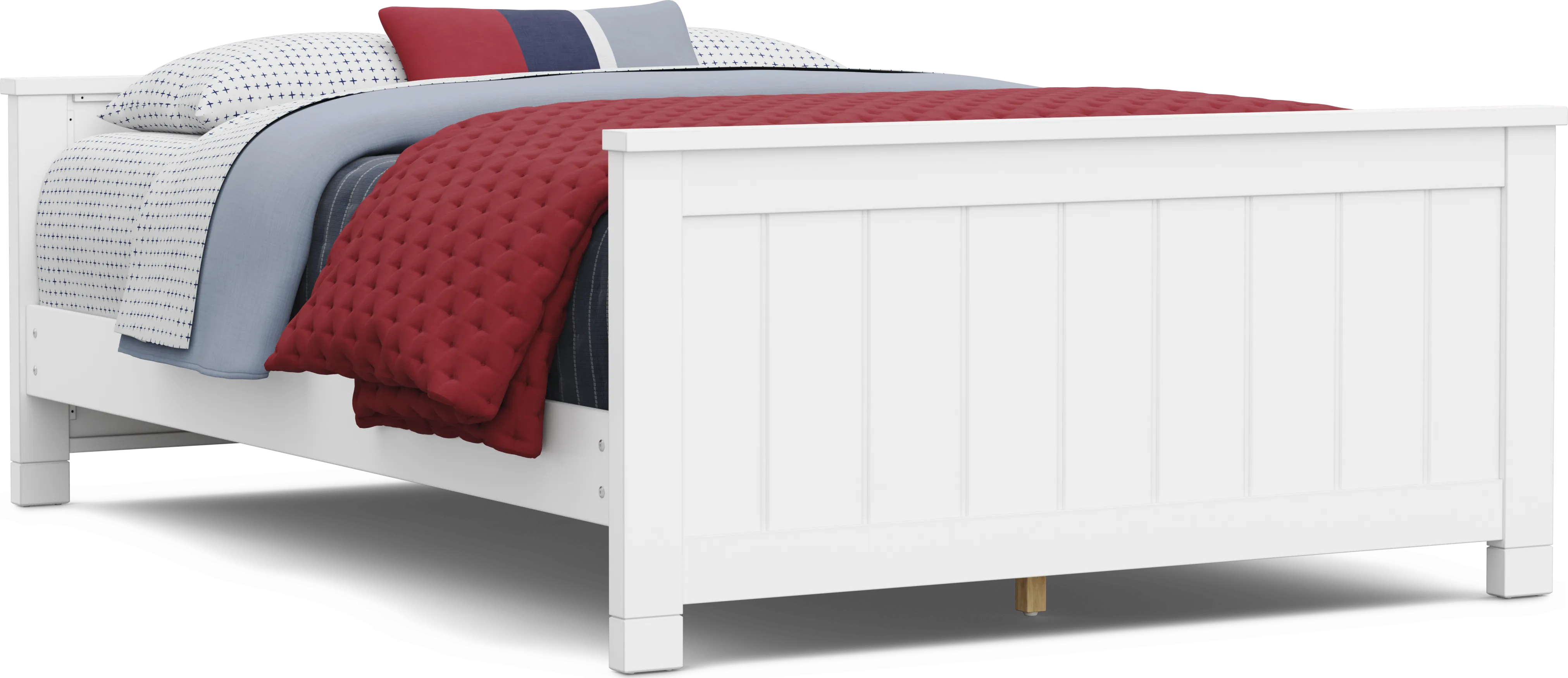 Kids Cottage Colors 2.0 White Full Low Profile Bed - Thumbnail - Image 1