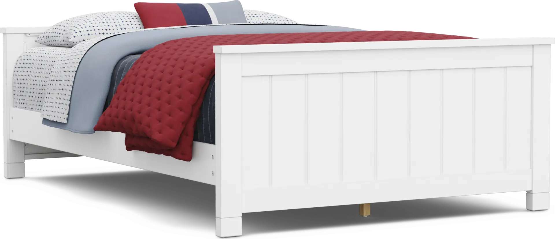 Kids Cottage Colors 2.0 White Full Low Profile Bed