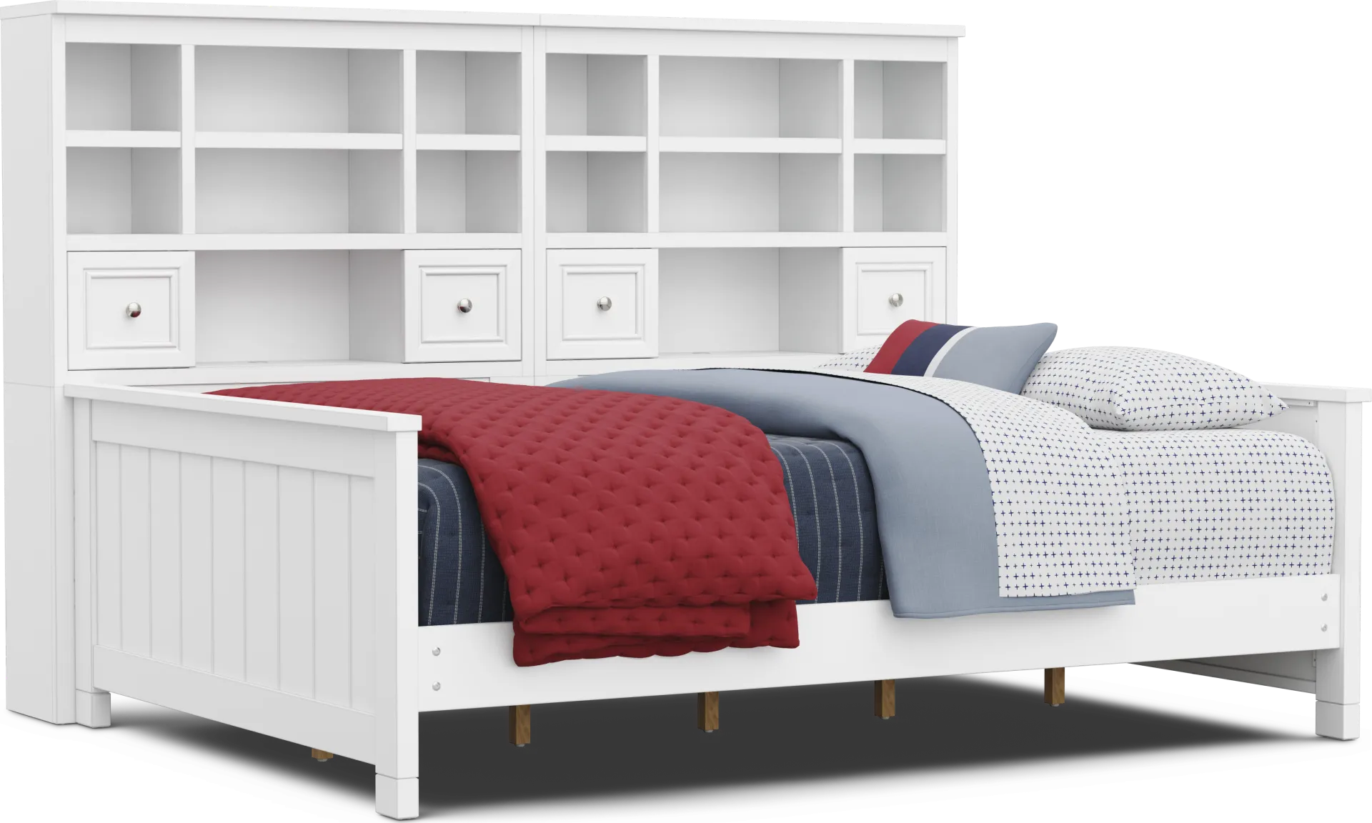 Kids Cottage Colors 2.0 White Full Bookcase Wall Bed - Image 1