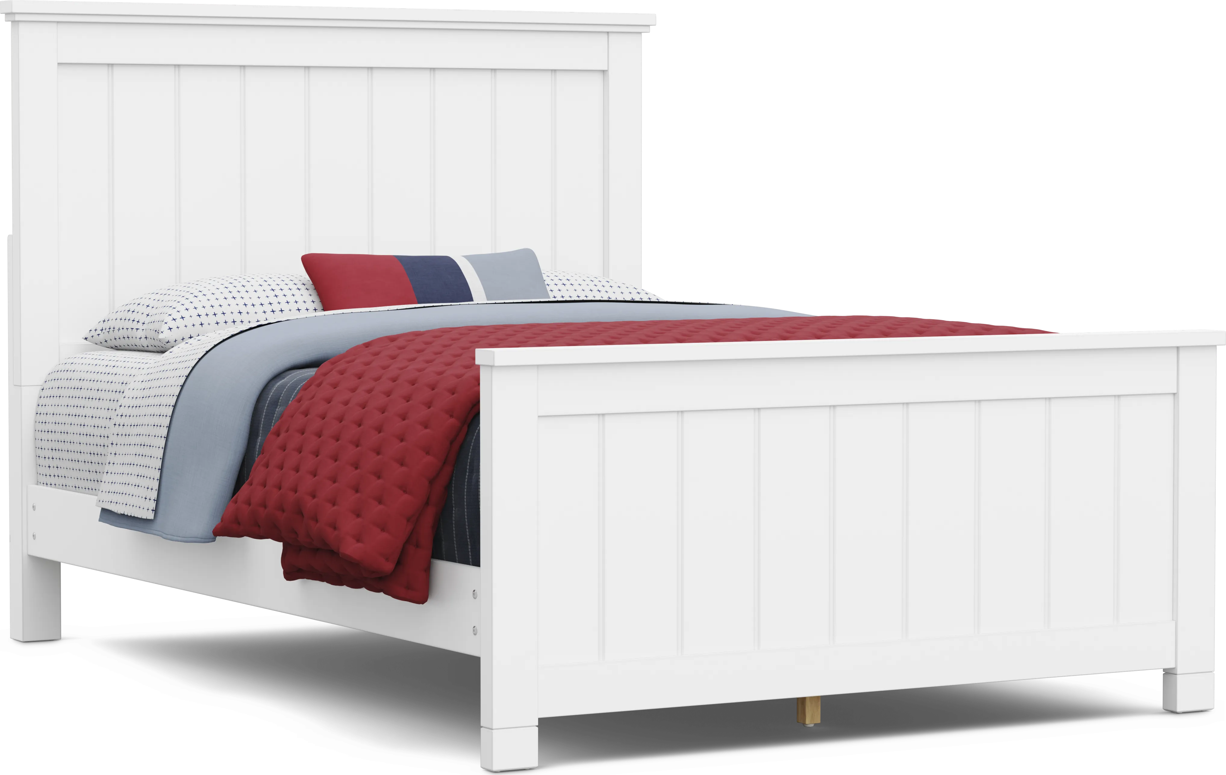 Kids Cottage Colors 2.0 White Full Panel Bed - Thumbnail - Image 1