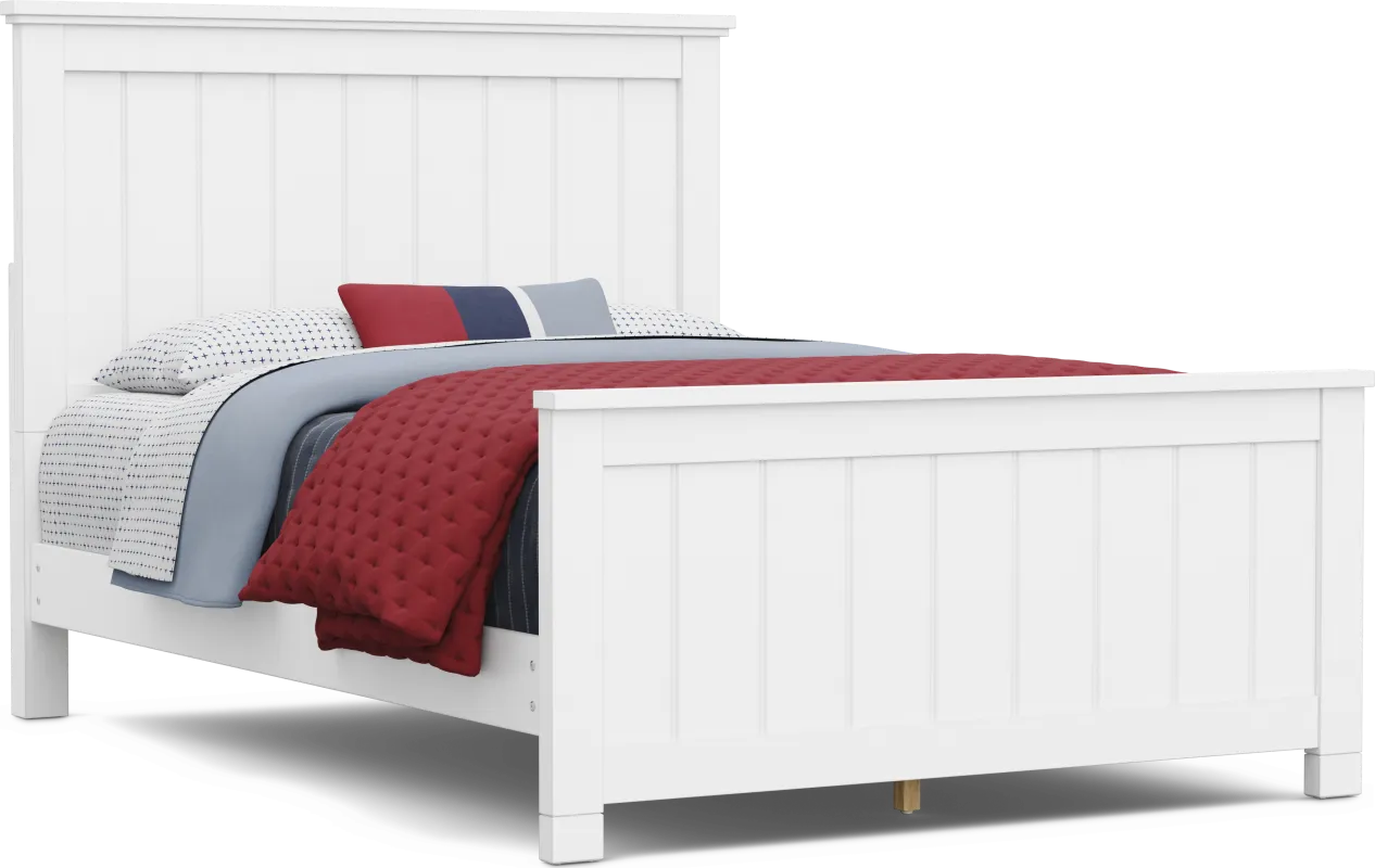 Kids Cottage Colors 2.0 White Full Panel Bed