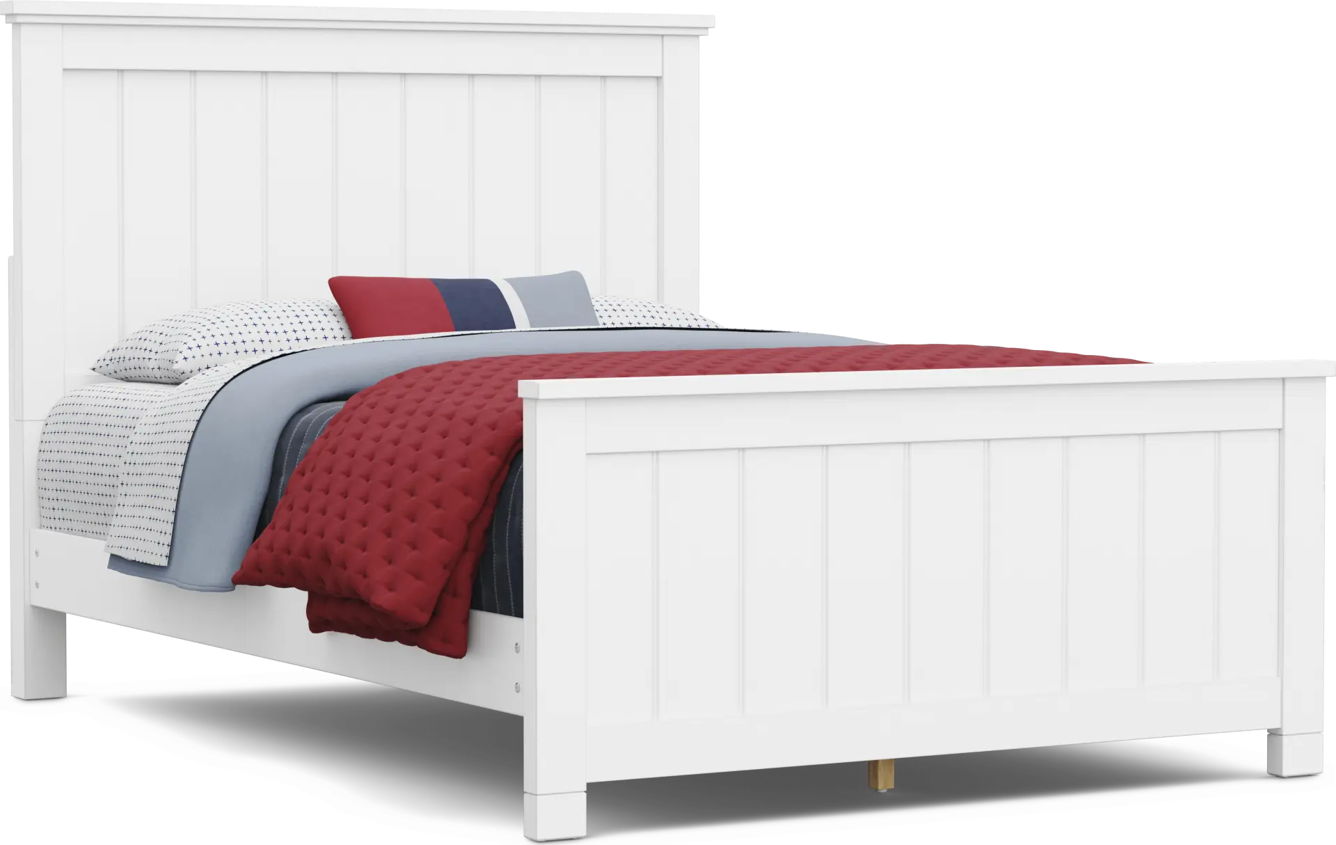 Kids Cottage Colors 2.0 White Full Panel Bed