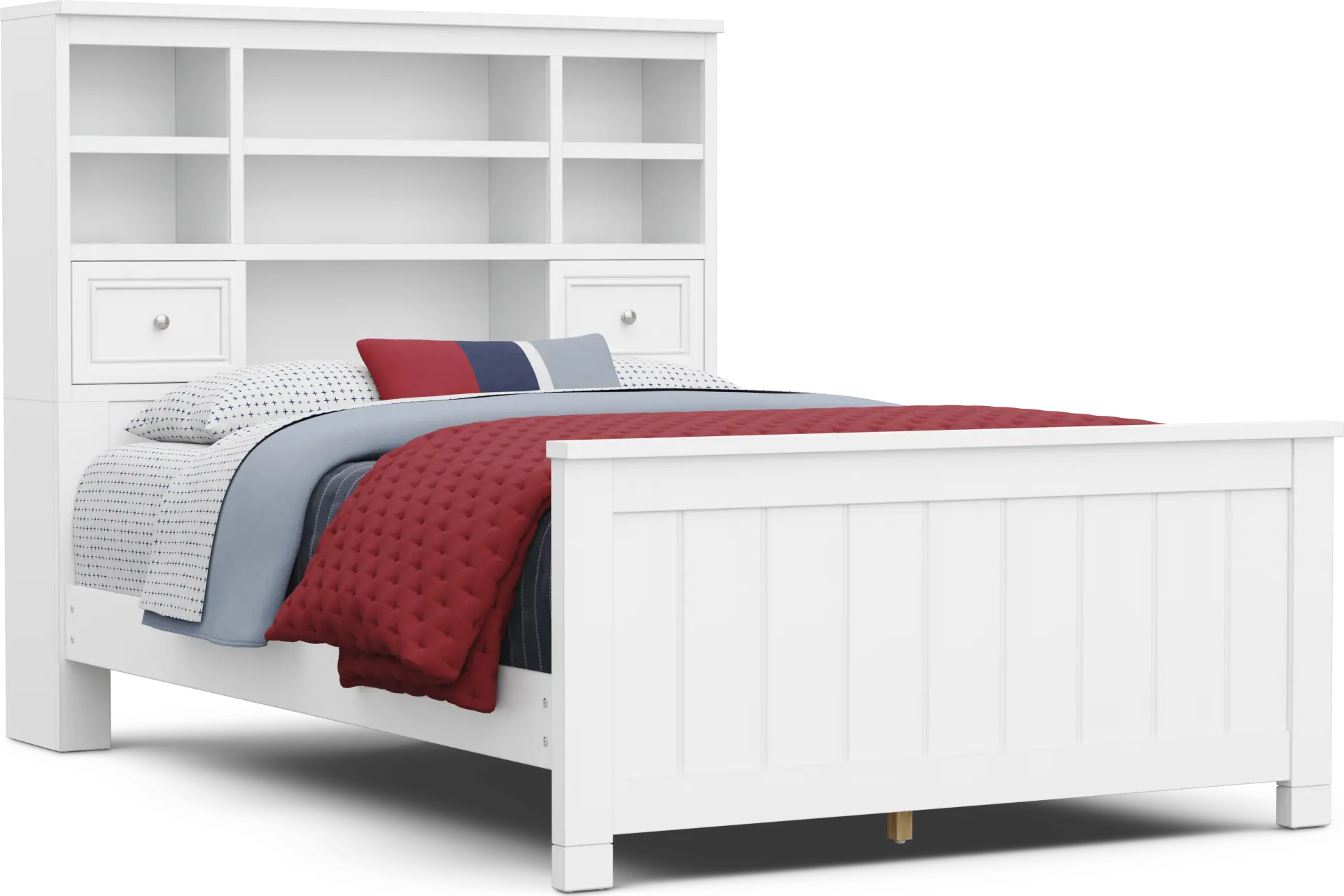 Kids Cottage Colors 2.0 White Full Bookcase Bed