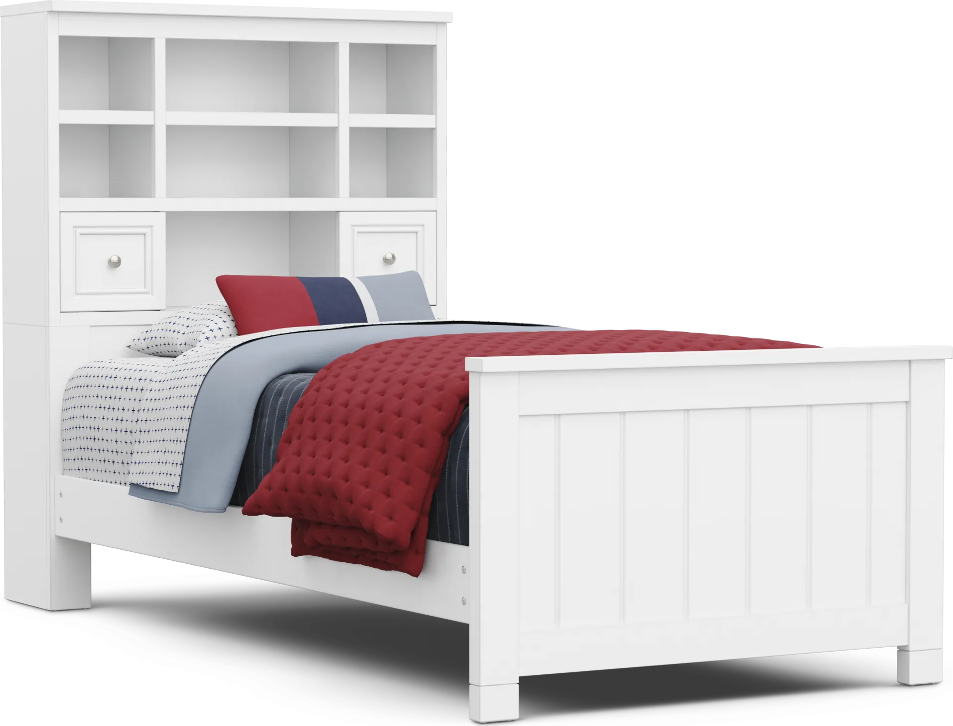 Kids Cottage Colors 2.0 White Twin Bookcase Bedroom - Image 2