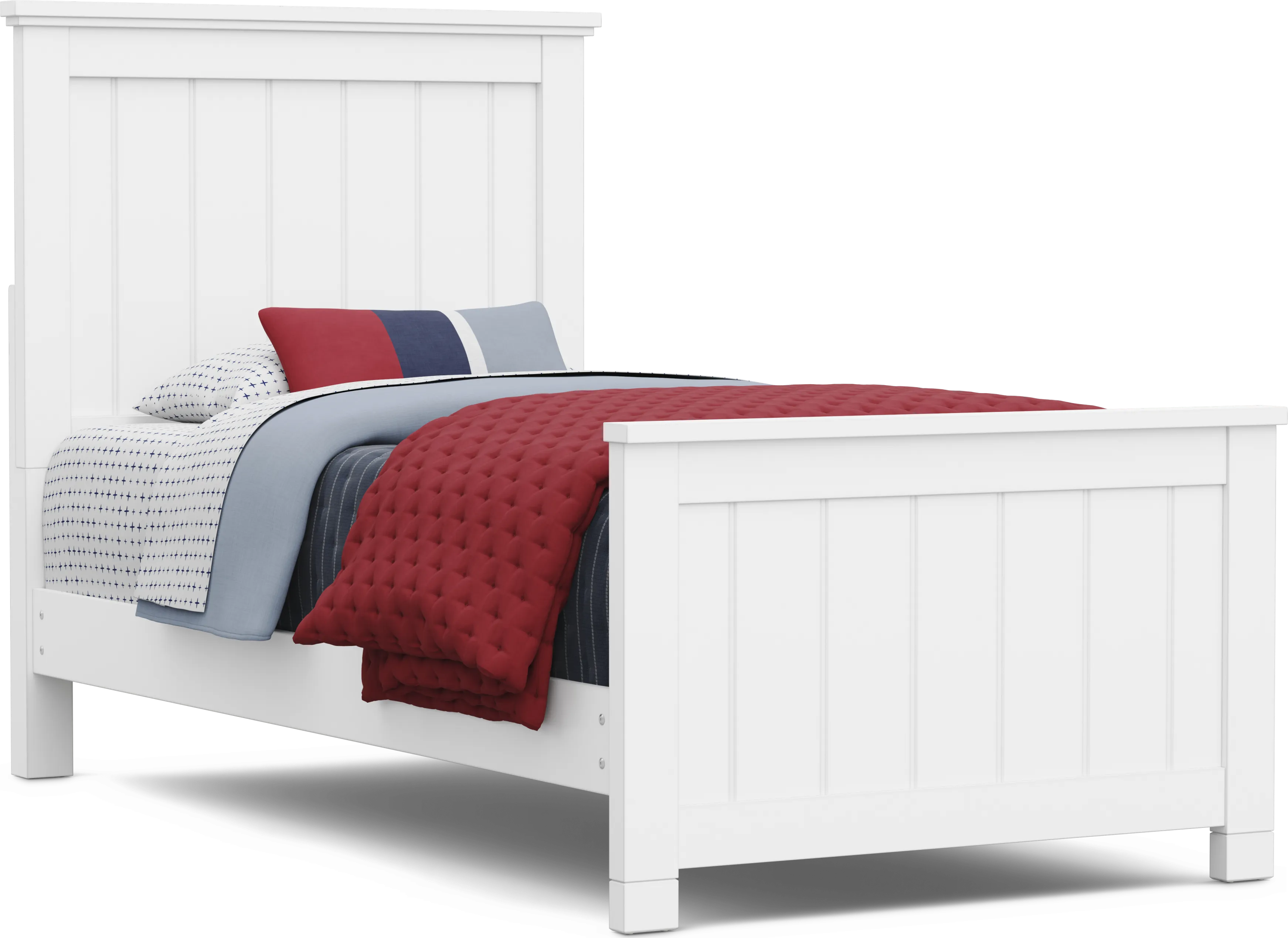 Kids Cottage Colors 2.0 White Twin Panel Bed - Thumbnail - Image 1