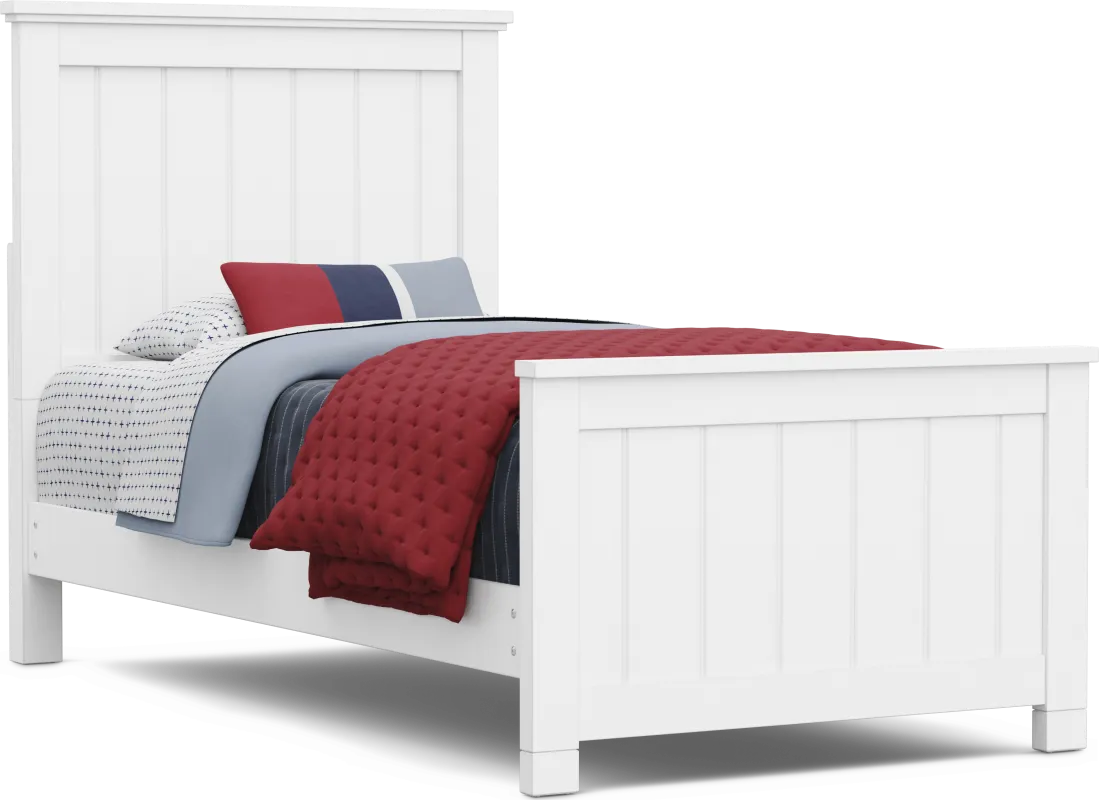 Kids Cottage Colors 2.0 White Twin Panel Bed