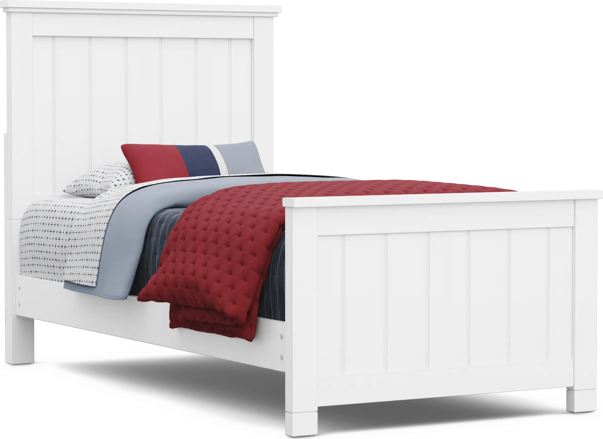 Kids Cottage Colors 2.0 White Twin Panel Bed