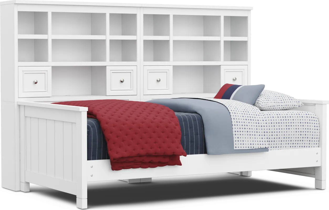 Kids Cottage Colors 2.0 White Twin Bookcase Wall Bed