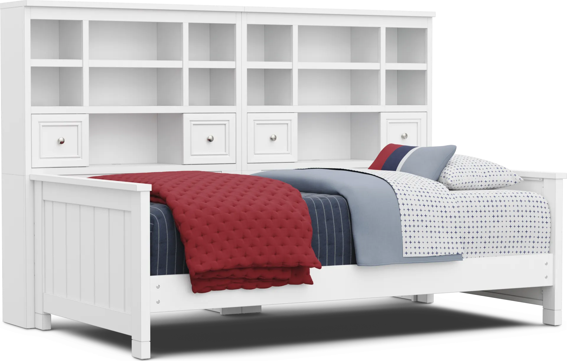 Kids Cottage Colors 2.0 White Twin Bookcase Wall Bed - Image 1