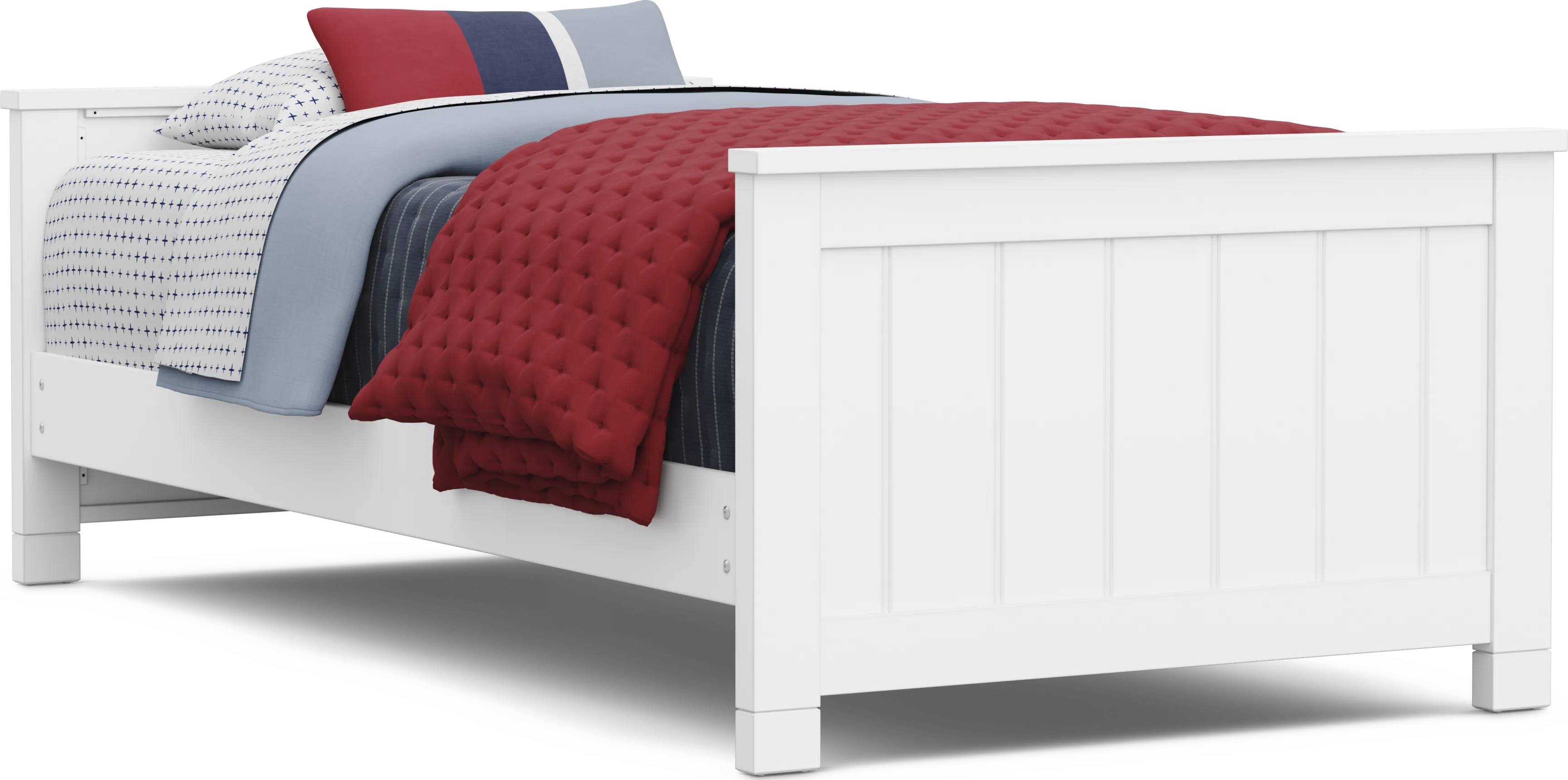 Kids Cottage Colors 2.0 White Twin Low Profile Bed - Thumbnail - Image 1