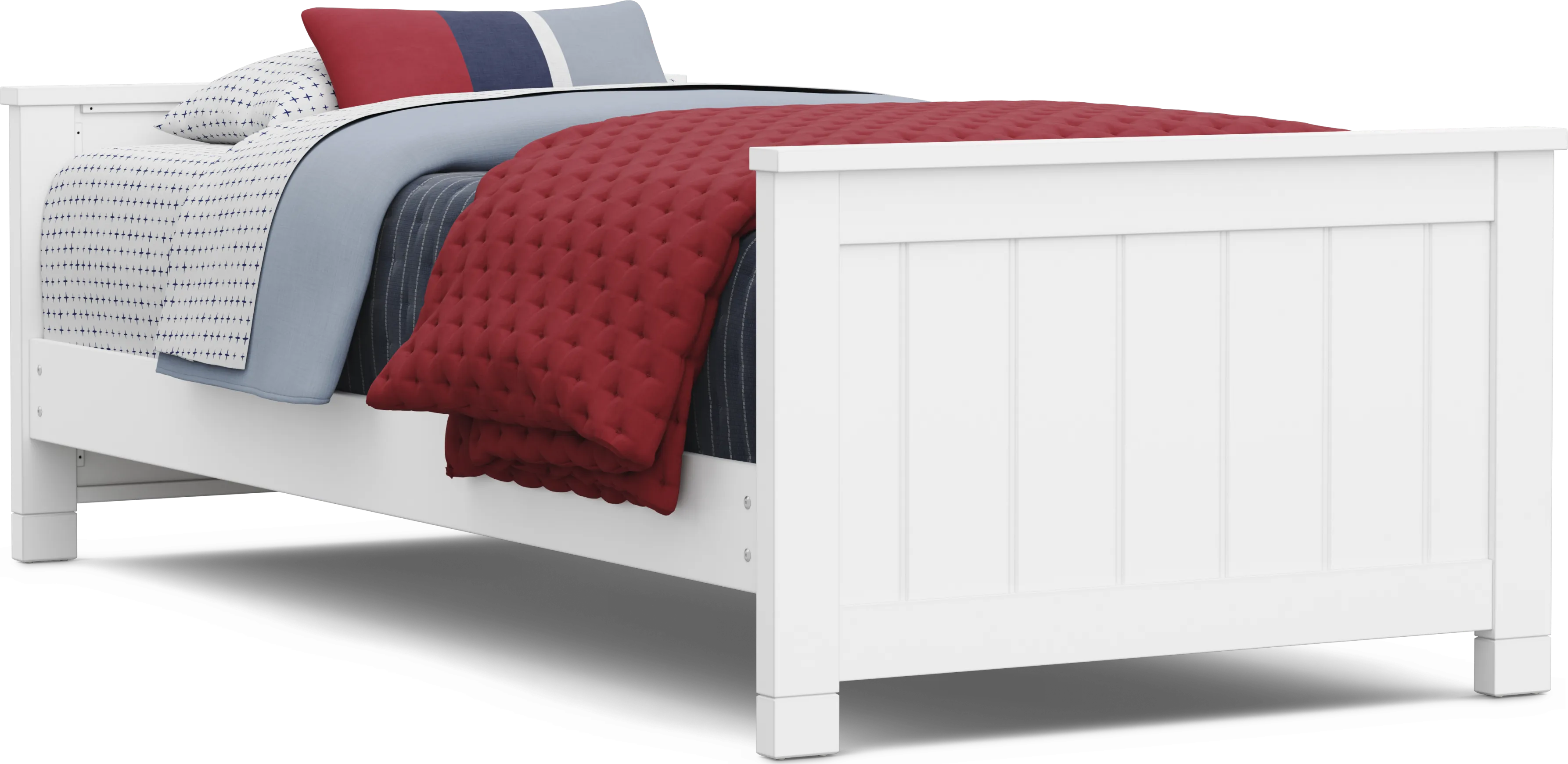 Kids Cottage Colors 2.0 White Twin XL Low Profile Bed - Thumbnail - Image 1