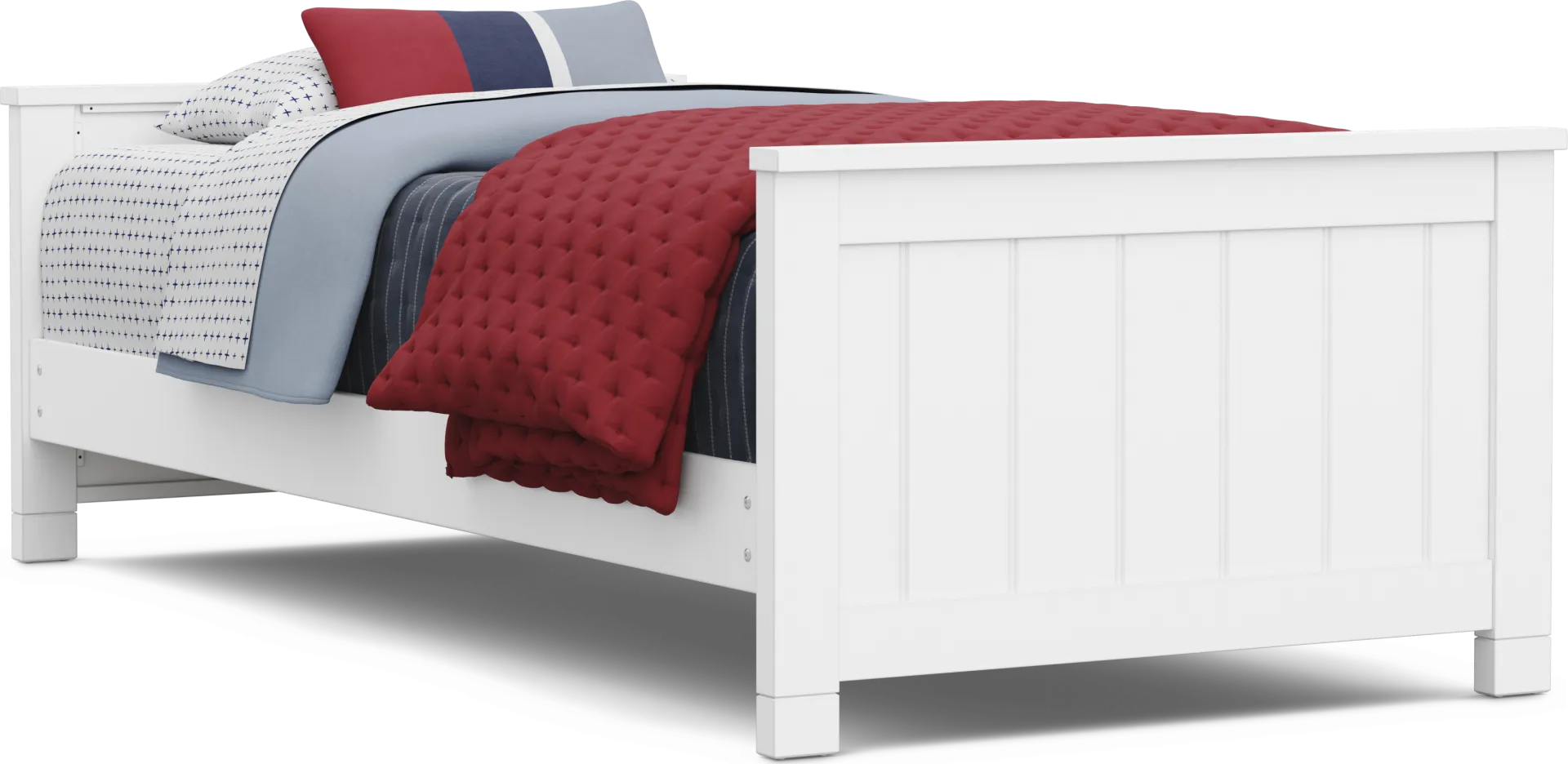 Kids Cottage Colors 2.0 White Twin XL Low Profile Bed - Image 1