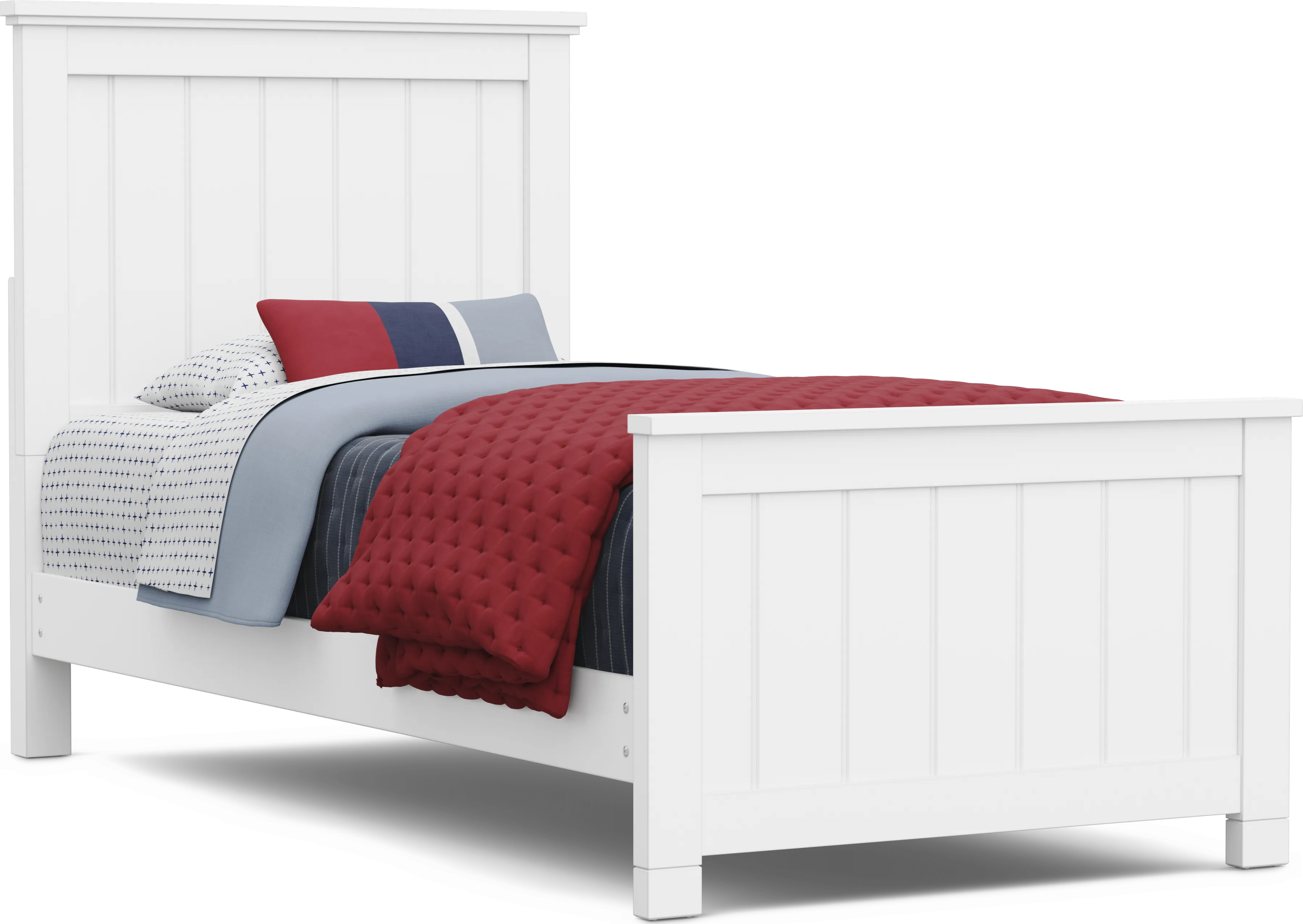 Kids Cottage Colors 2.0 White Twin XL Panel Bed - Thumbnail - Image 1