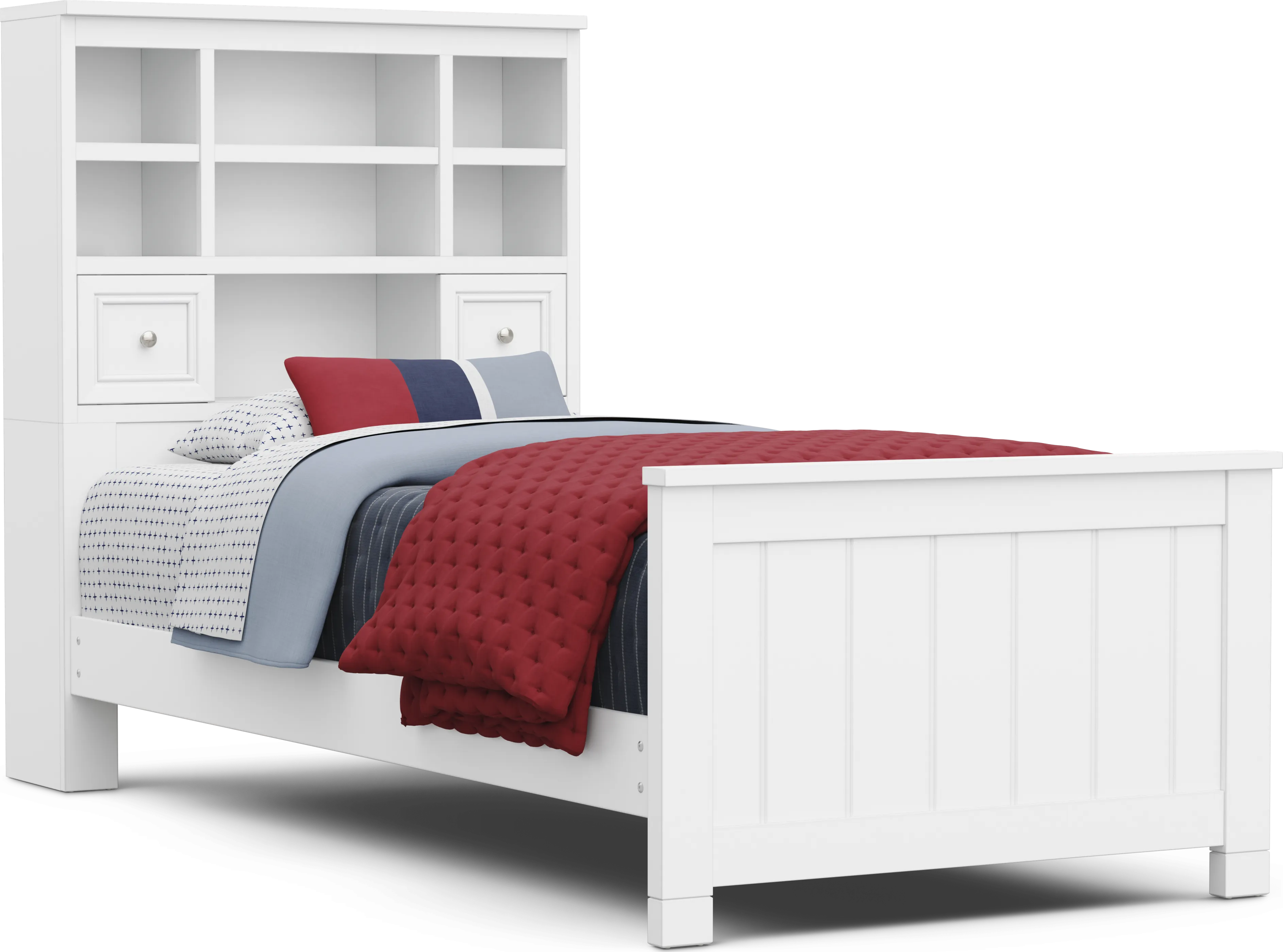 Kids Cottage Colors 2.0 White Twin XL Bookcase Bed - Thumbnail - Image 1