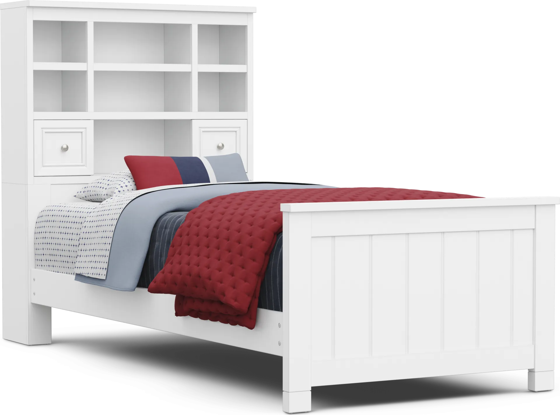 Kids Cottage Colors 2.0 White Twin XL Bookcase Bed - Image 1