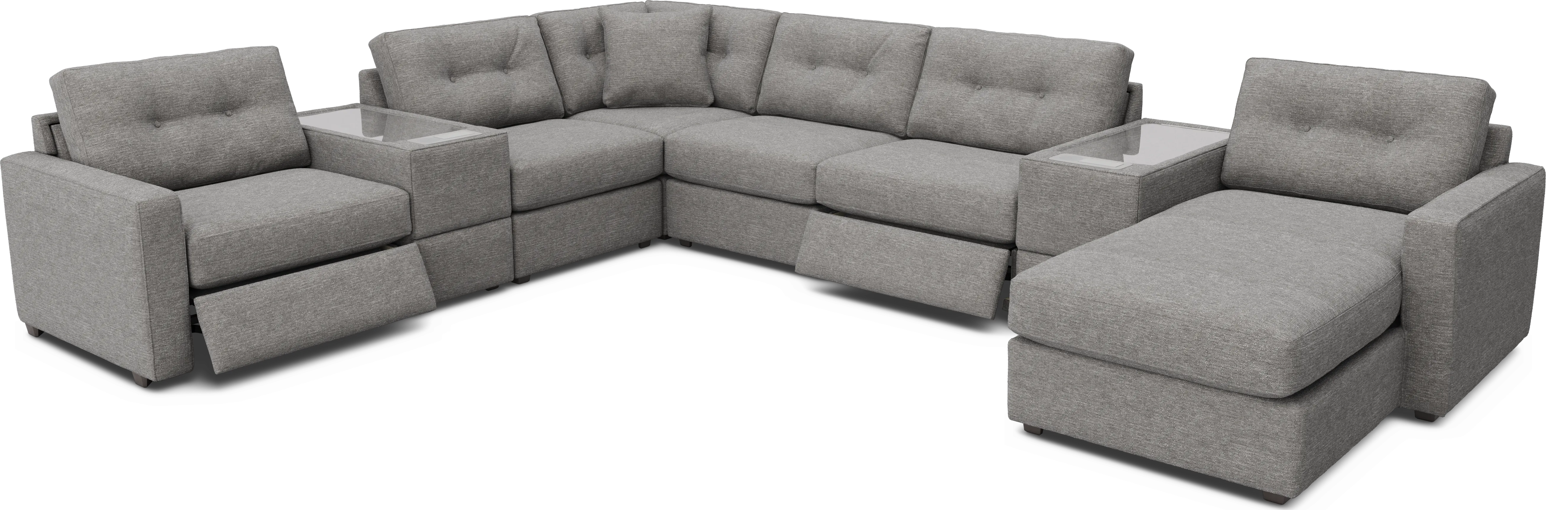Gray 8 Pc Power Reclining ModularOne with Media Consoles - Thumbnail - Image 1