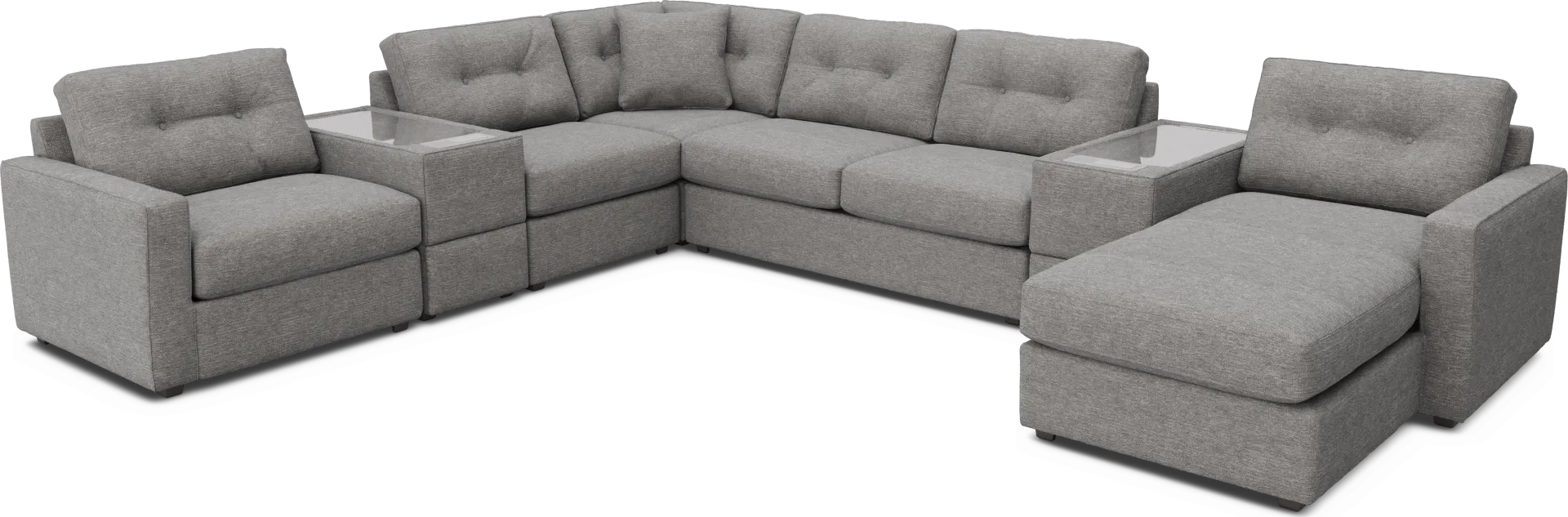 Gray 7 Pc ModularOne Gel Foam Sleeper with Media Consoles - Image 1