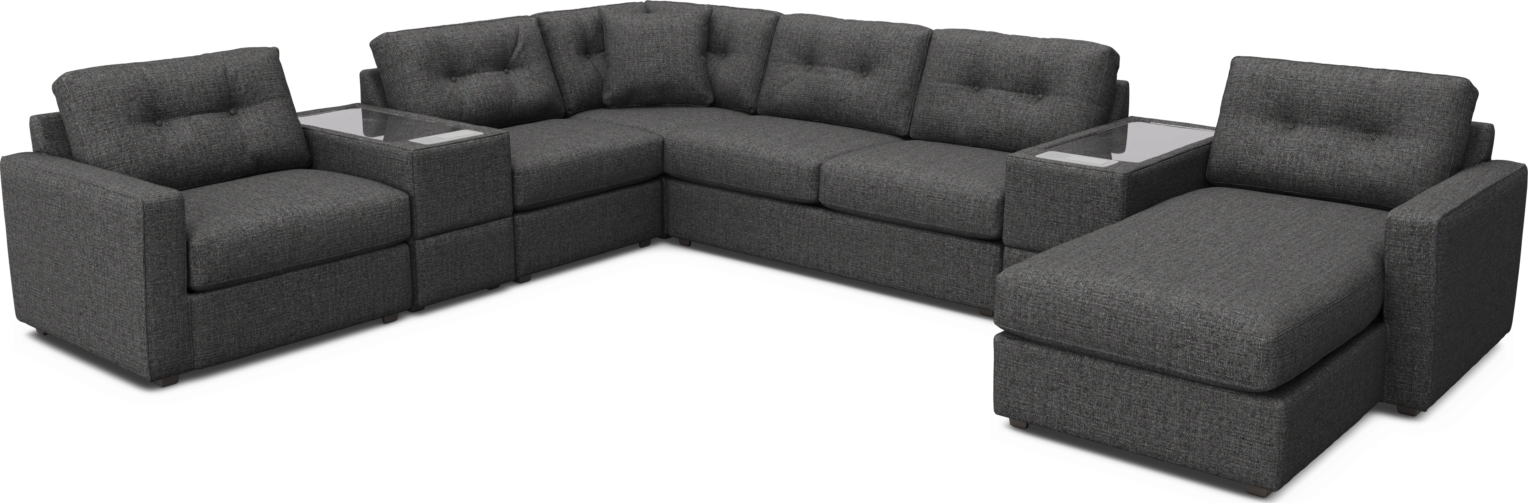Granite 7 Pc ModularOne Gel Foam Sleeper with Media Consoles - Thumbnail - Image 1