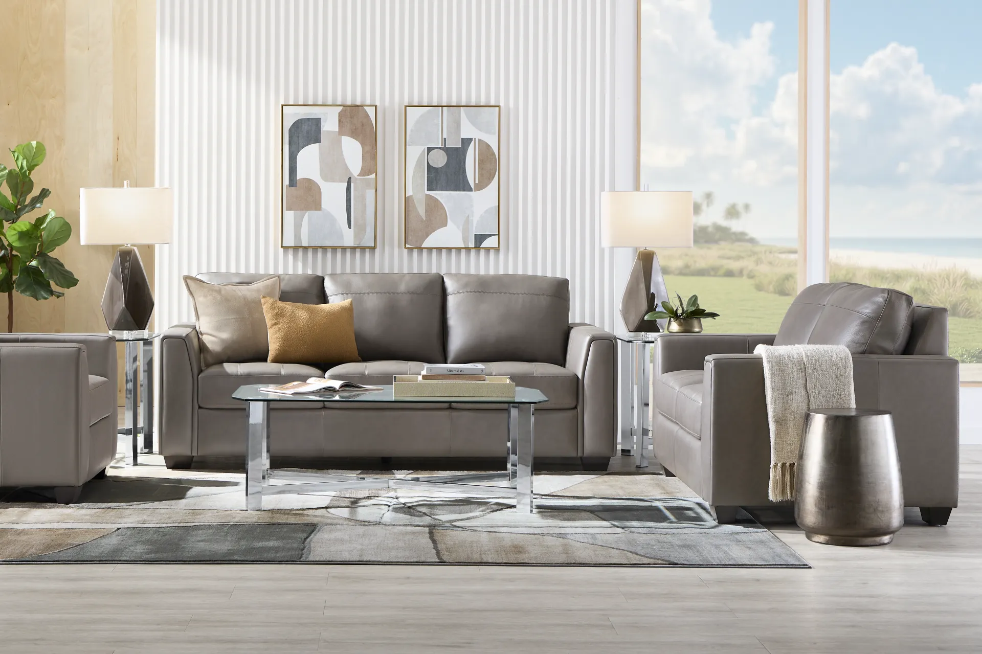 Kelly Gray Leather Loveseat - Image 2