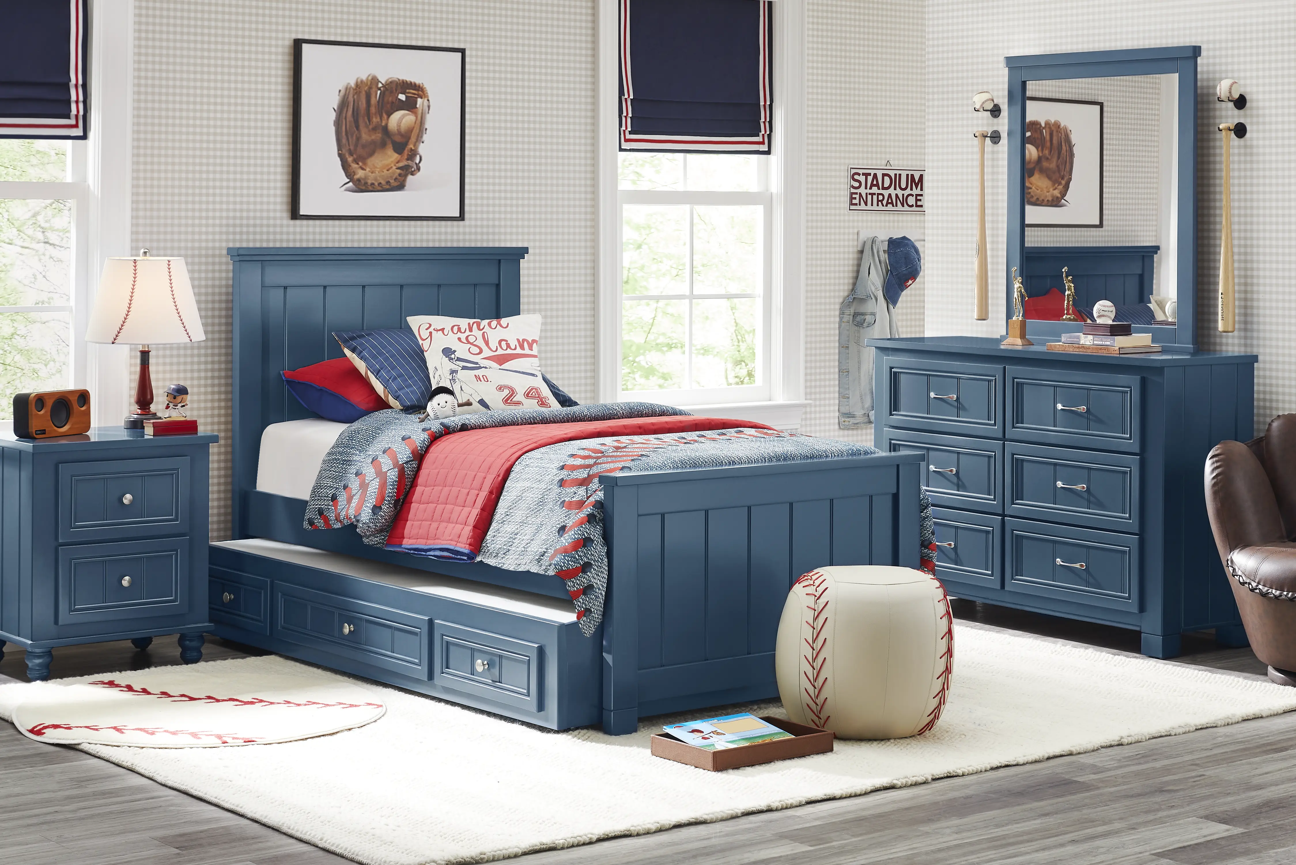 Kids Cottage Colors 2.0 Navy Twin Panel Bed - Thumbnail - Image 2