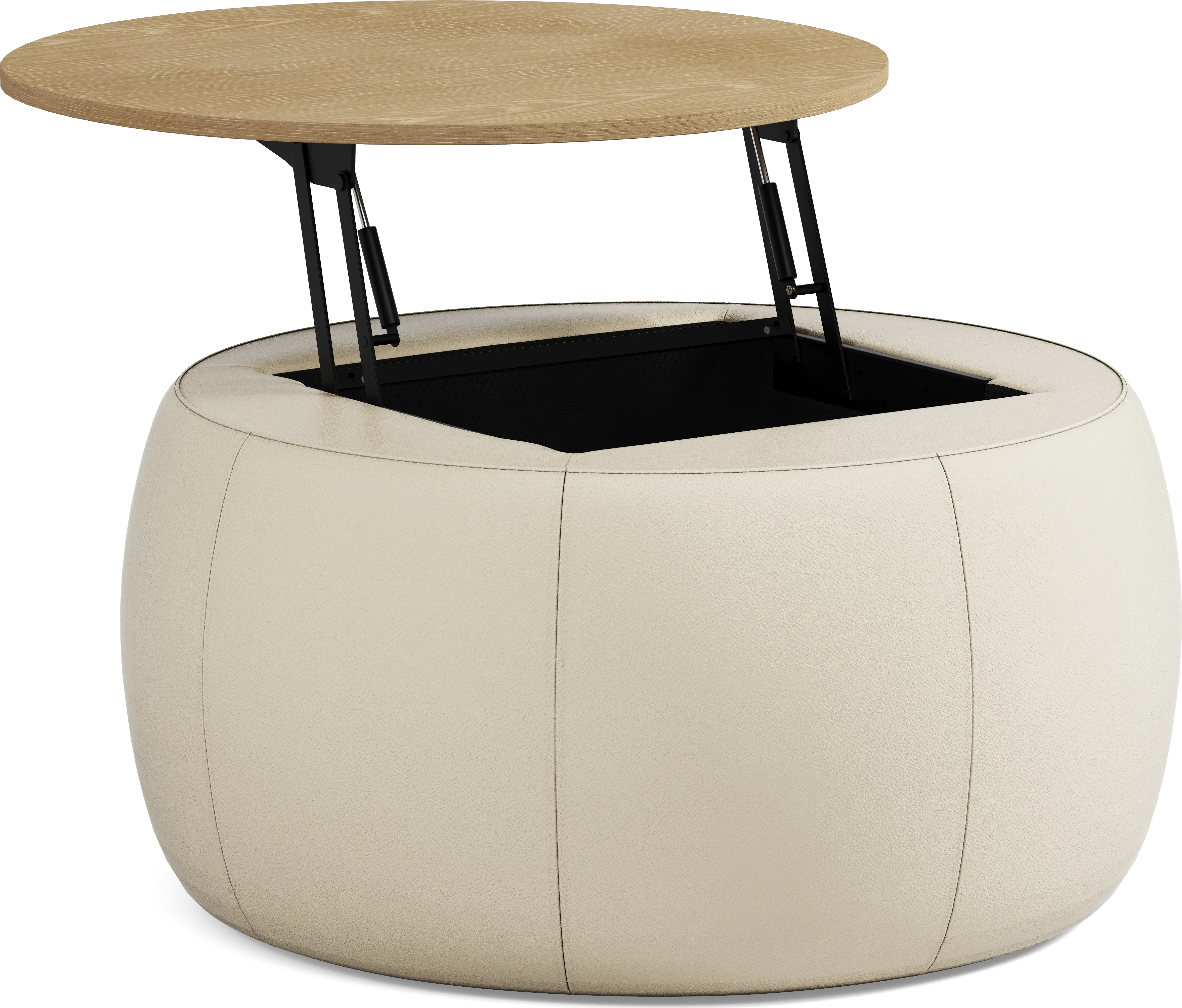 Stefano Taupe Leather Storage Ottoman - Thumbnail - Image 1