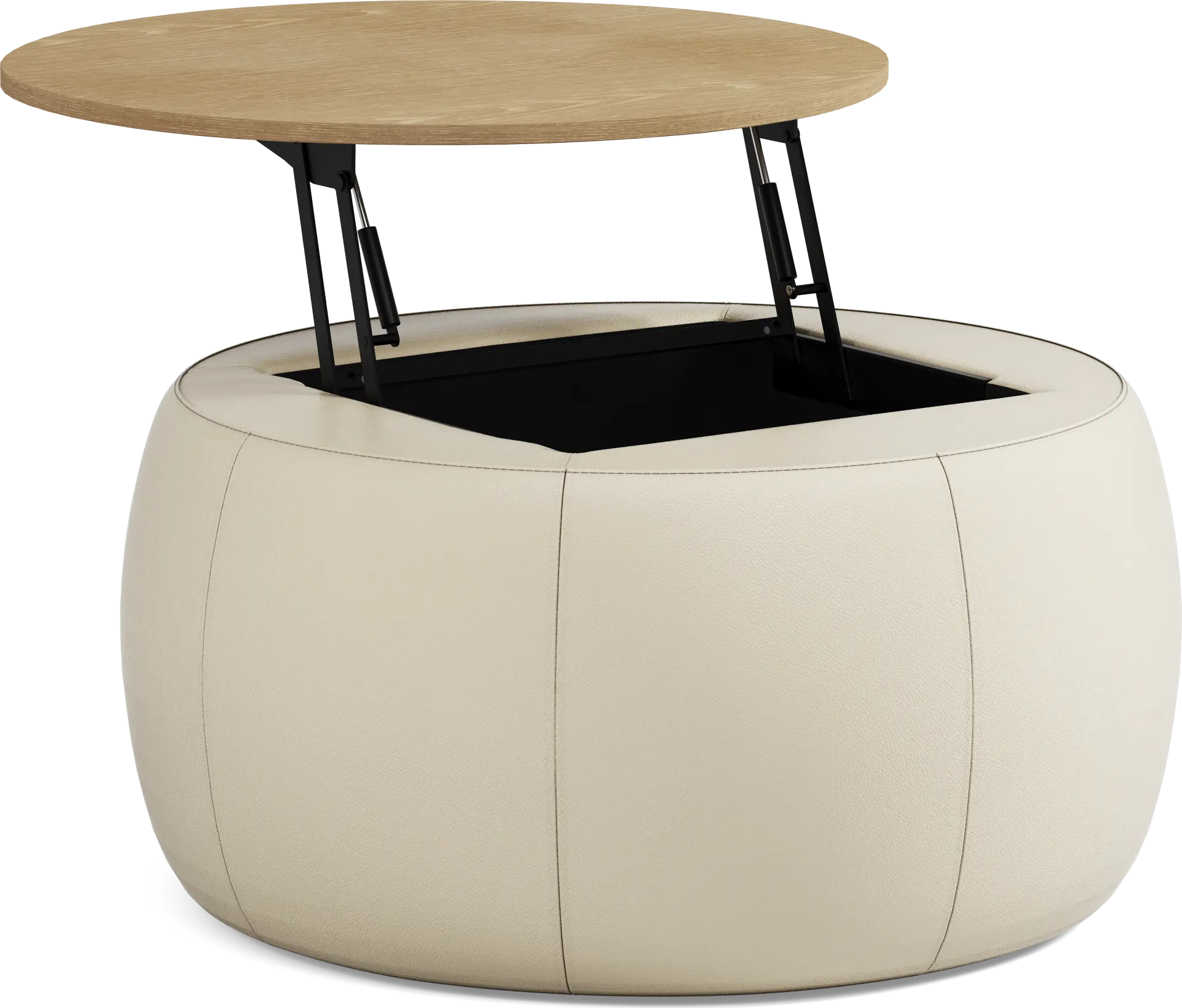 Stefano Taupe Leather Storage Ottoman
