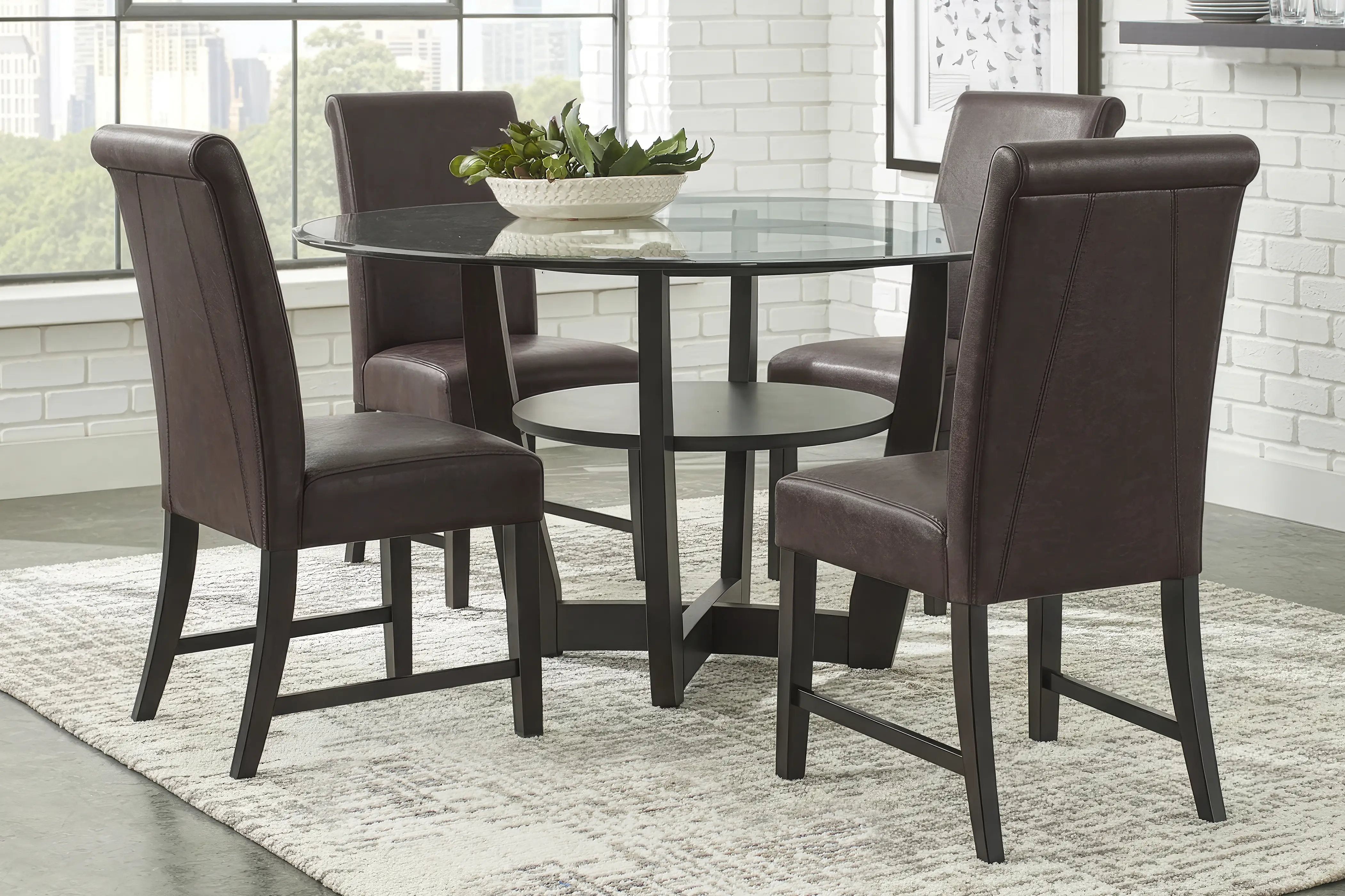 Ciara Espresso 5 Pc 54" Round Dining Room with Chocolate Chairs - Thumbnail - Image 1