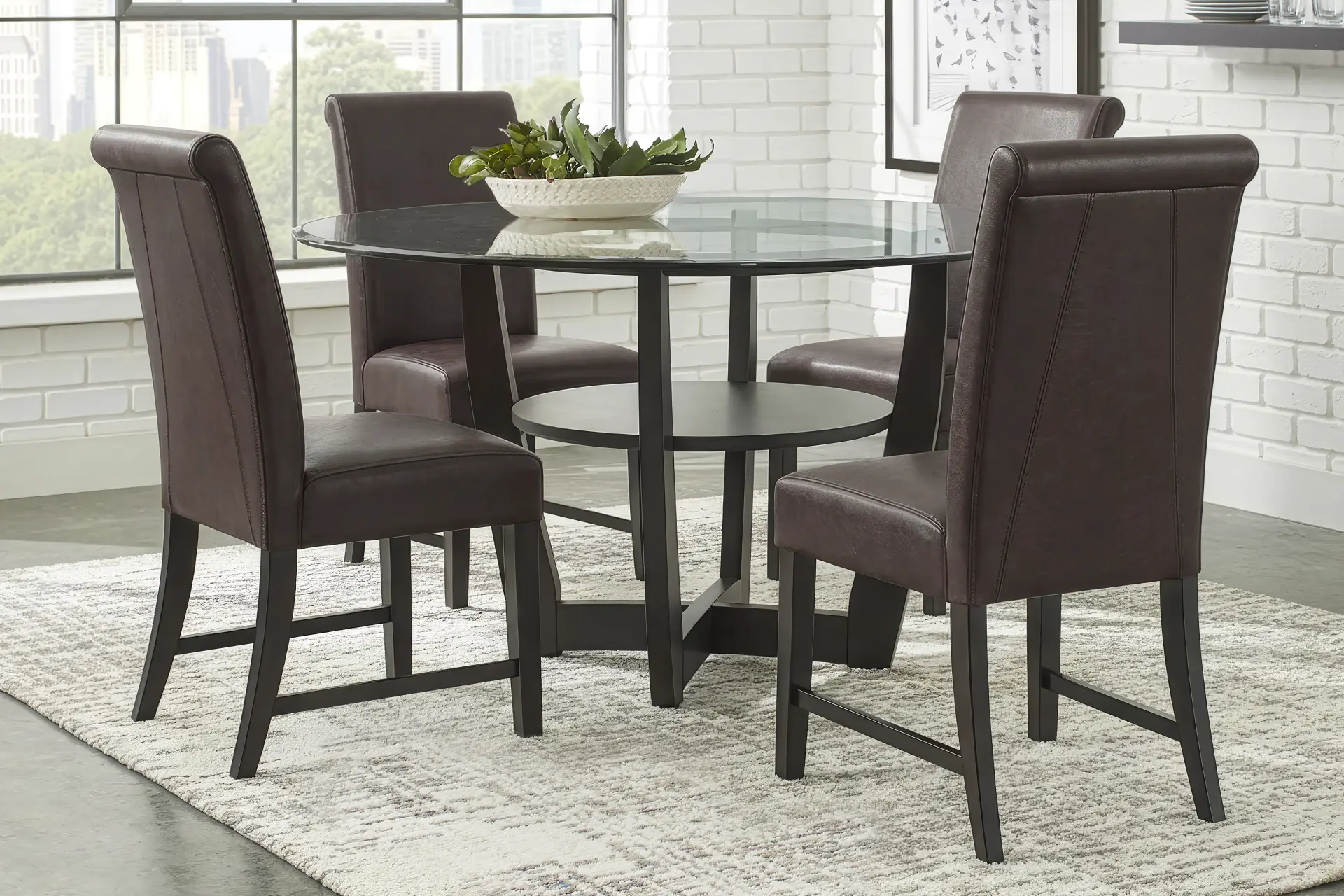 Ciara Espresso 5 Pc 48" Round Dining Room with Chocolate Chairs