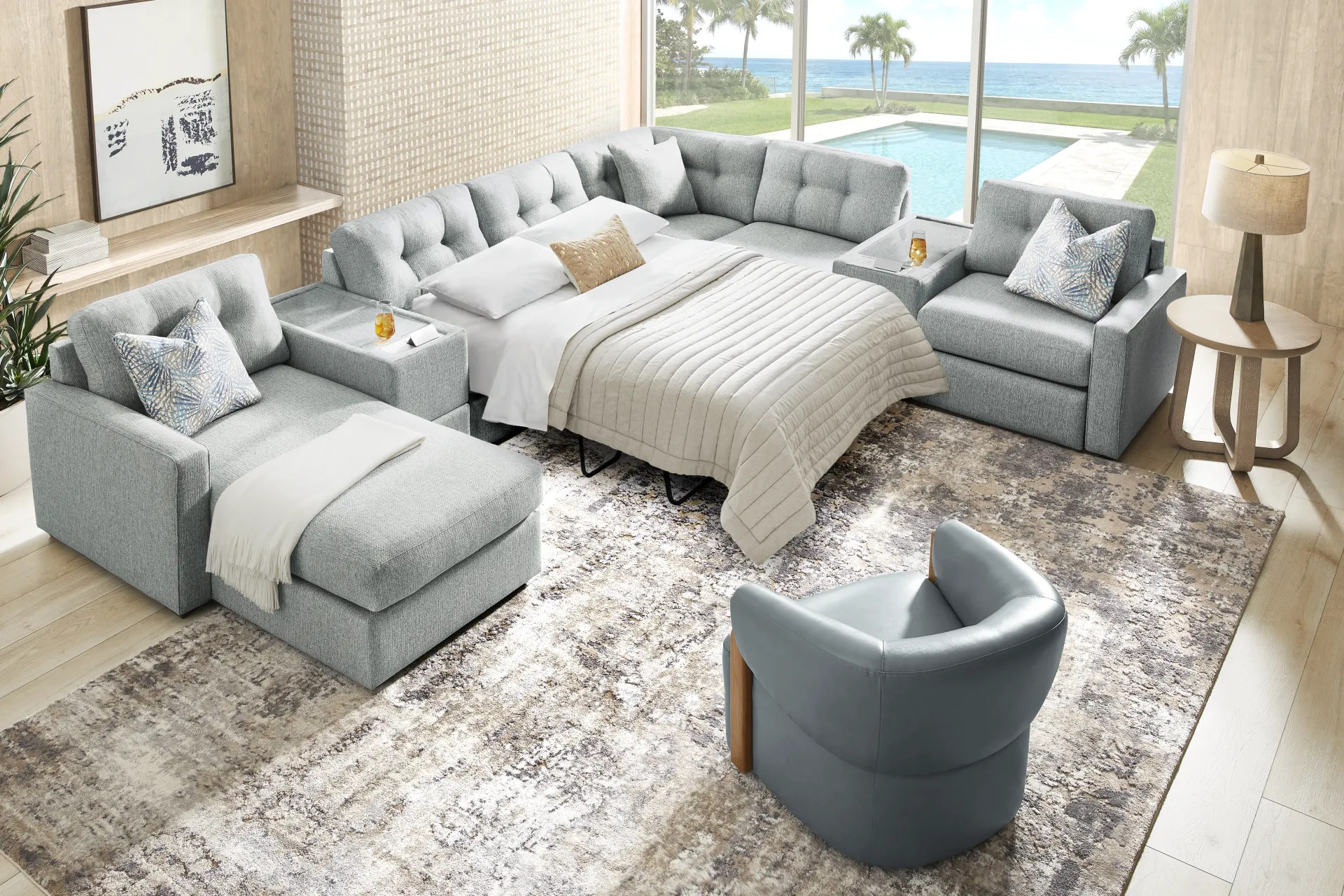 Spa 7 Pc ModularOne Sleeper with Media Consoles - Image 2