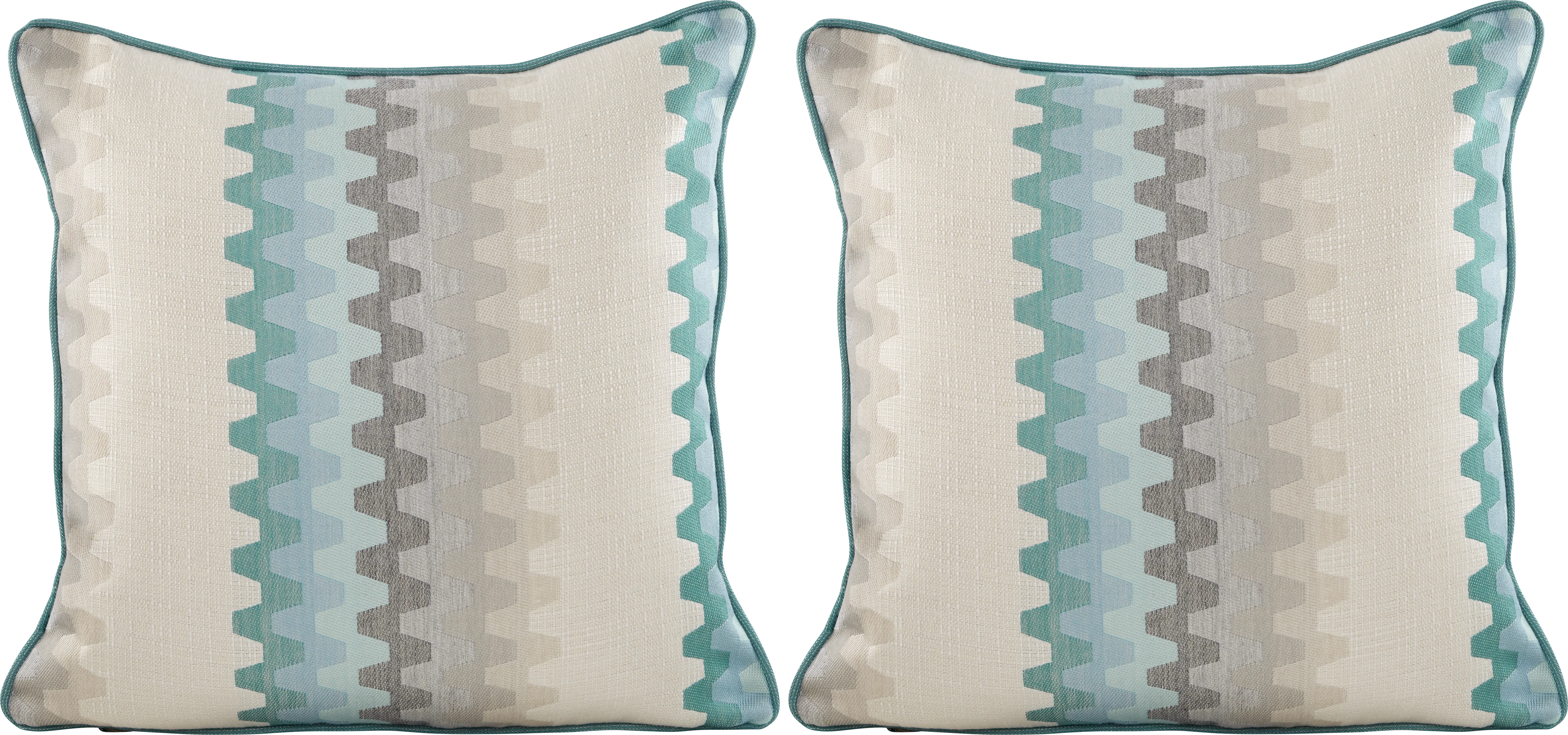 Accordian Geo Turquoise Indoor/Outdoor Accent Pillow, Set of Two - Thumbnail - Image 1