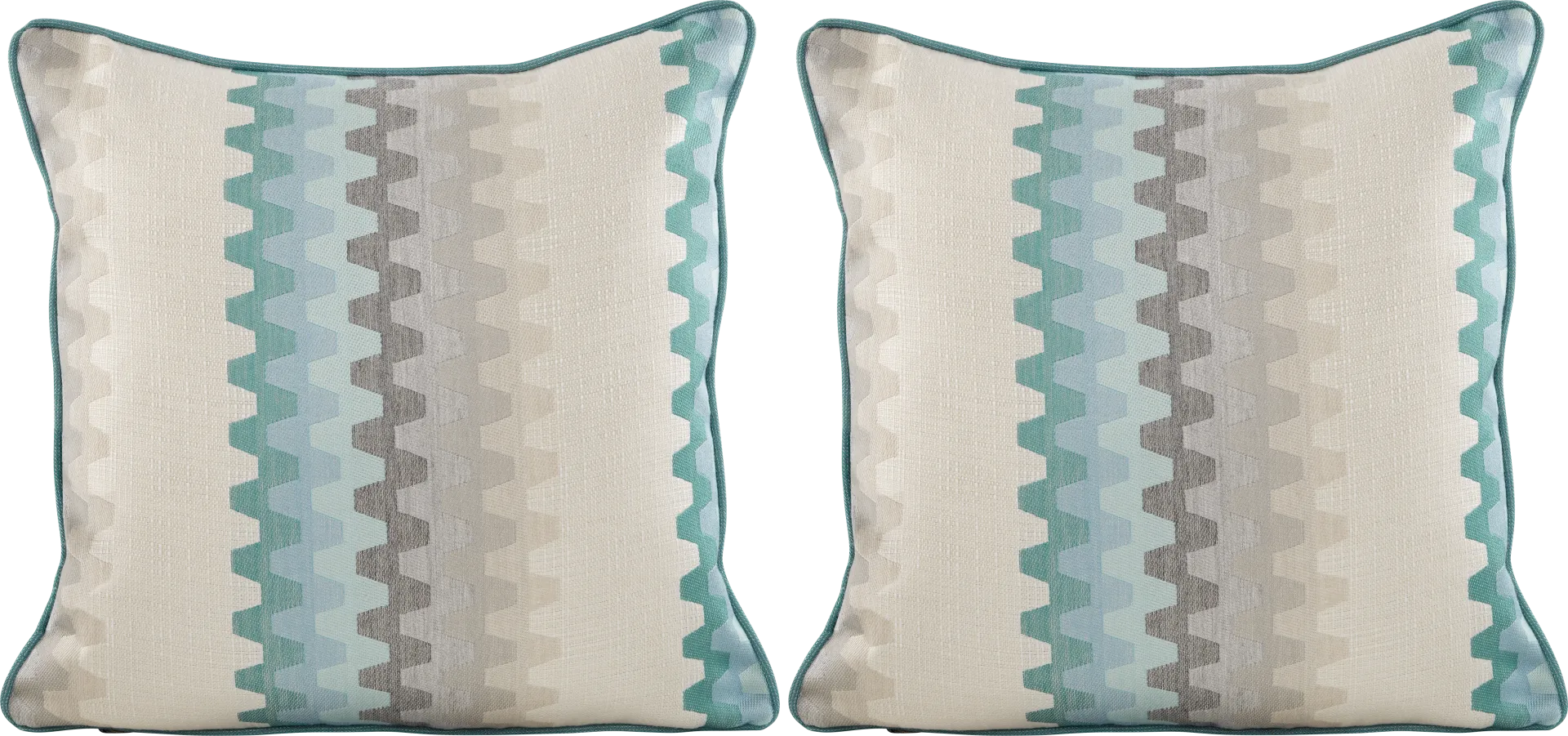 Accordian Geo Turquoise Indoor/Outdoor Accent Pillow, Set of Two - Image 1