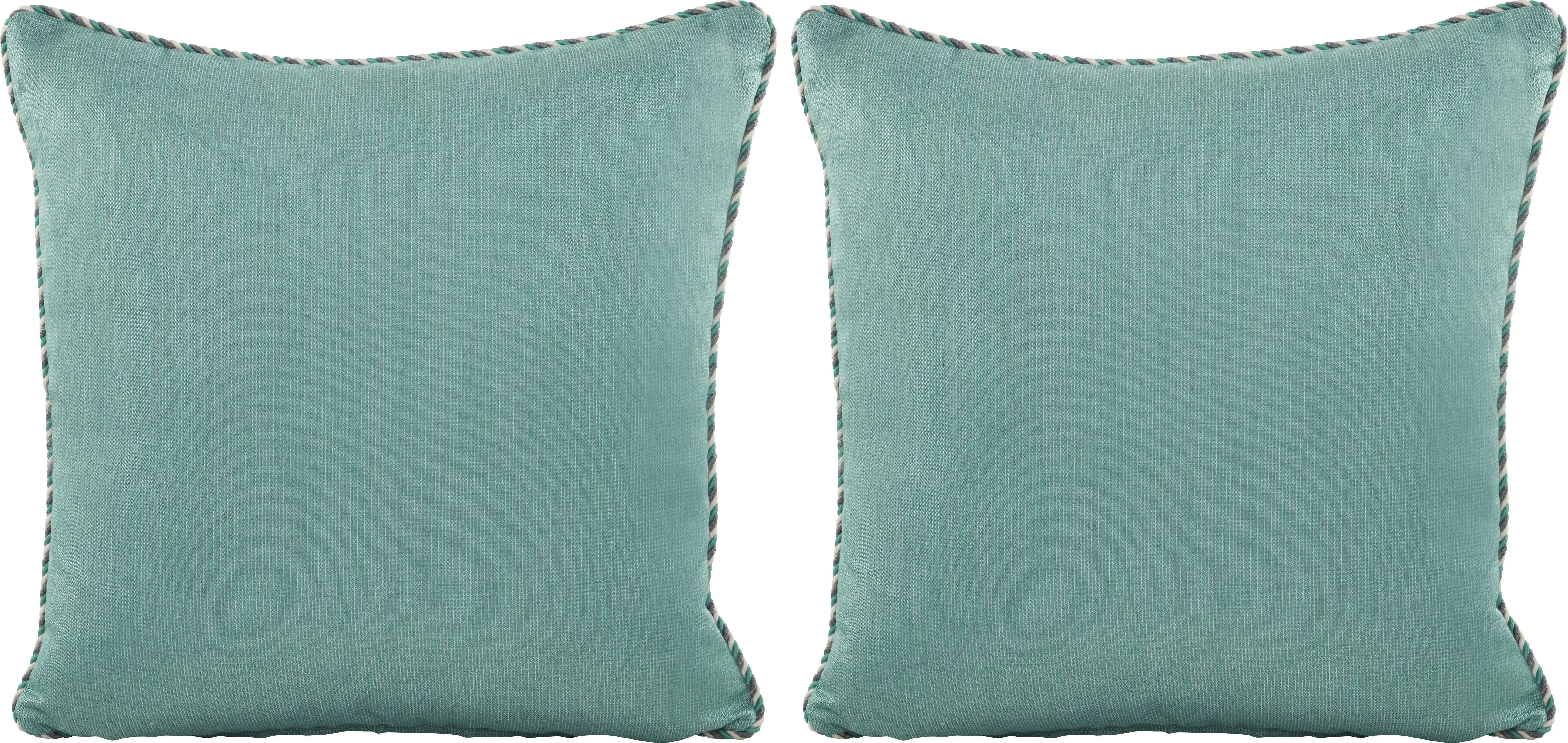 Turquoise Solid Indoor/Outdoor Accent Pillow, Set of Two - Thumbnail - Image 1