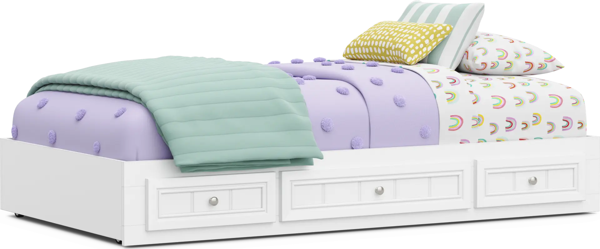 Kids Cottage Colors 2.0 White Twin Platform Bed with 3 Storage Drawers