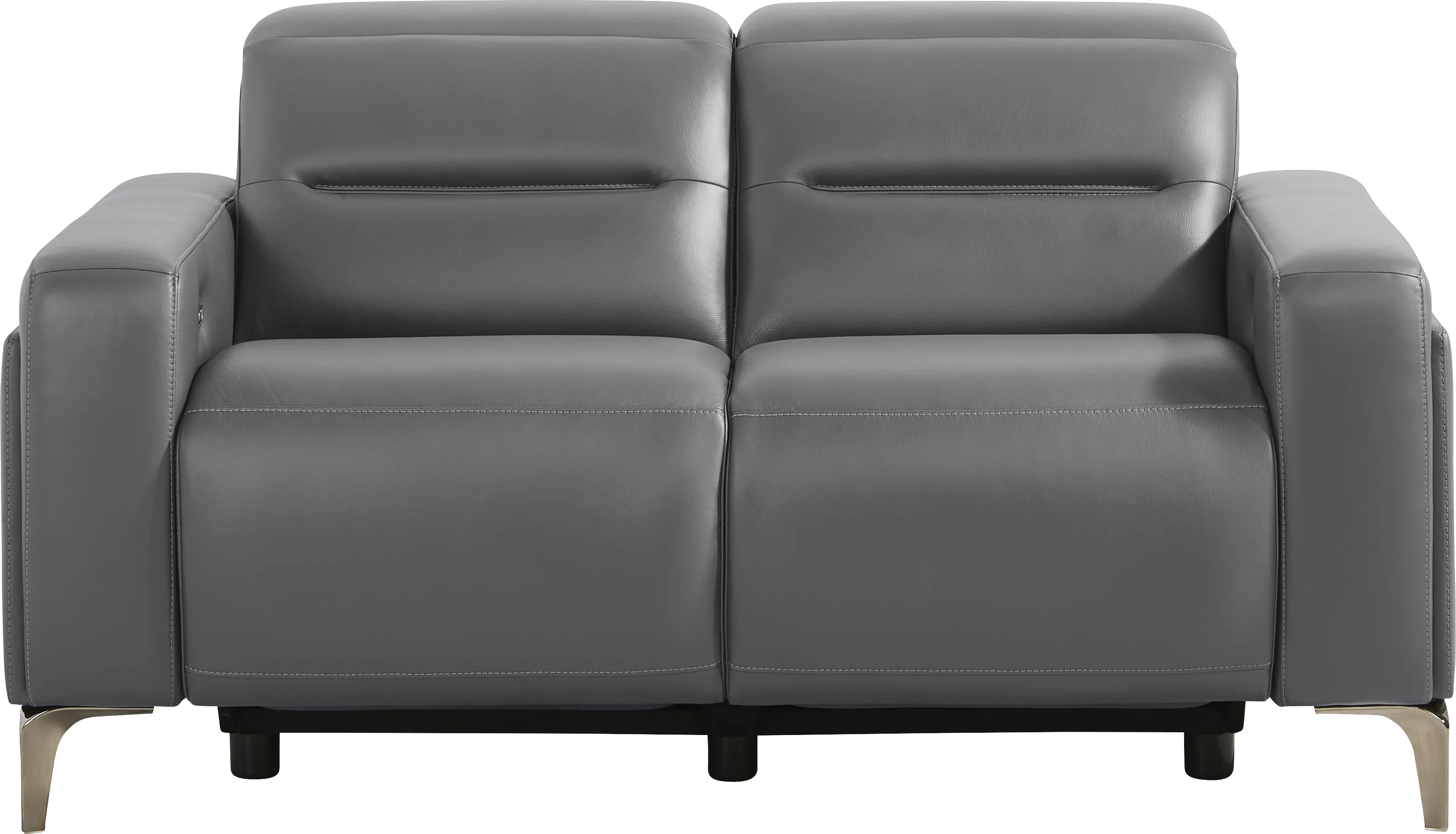 Amalfi Blue Leather Dual Power Reclining Loveseat - Thumbnail - Image 1