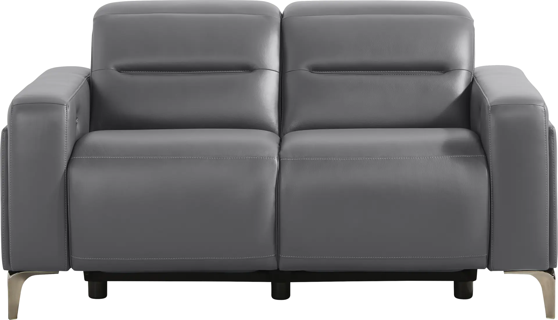 Amalfi Blue Leather Dual Power Reclining Loveseat