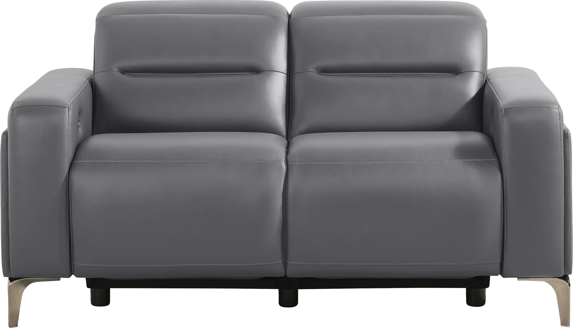 Amalfi Blue Leather Dual Power Reclining Loveseat - Image 1