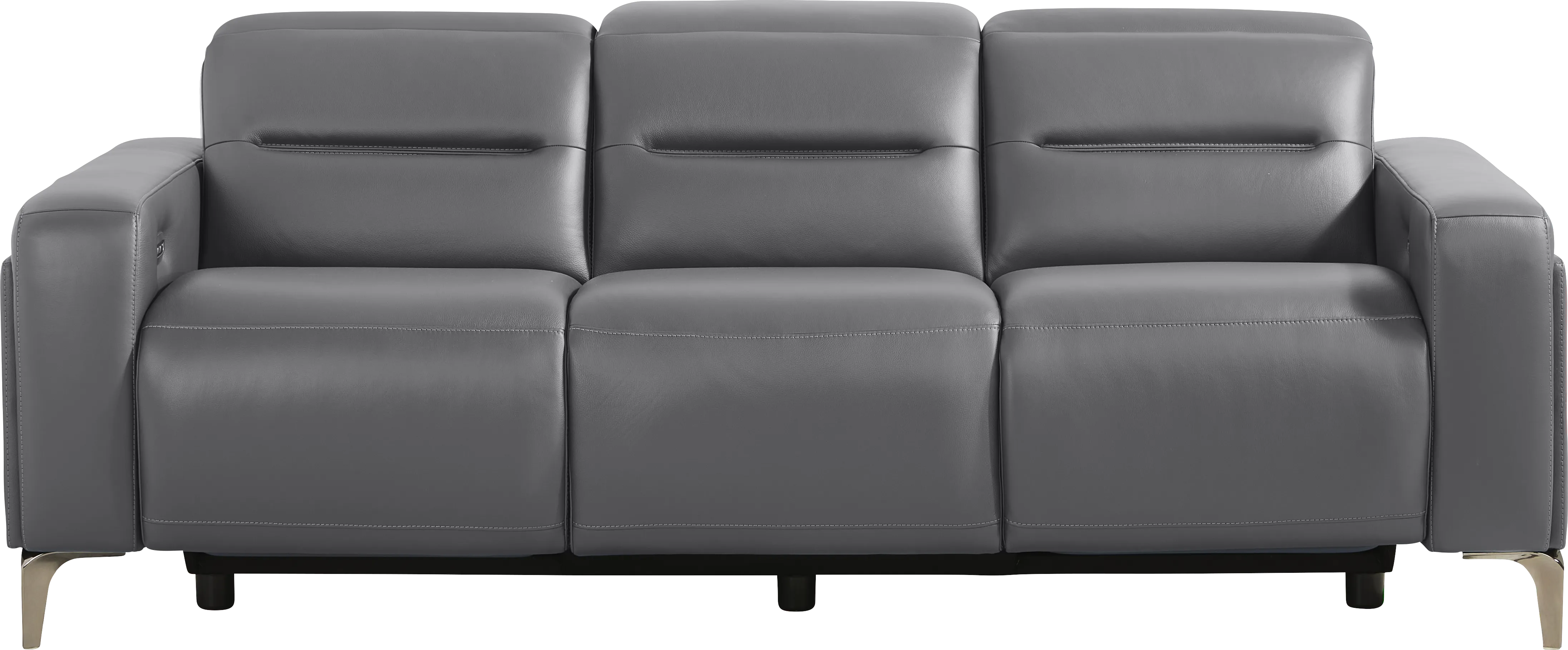 Amalfi Blue Leather Dual Power Reclining Sofa - Thumbnail - Image 1