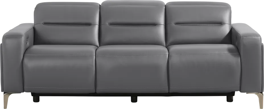 Amalfi Blue Leather Dual Power Reclining Sofa