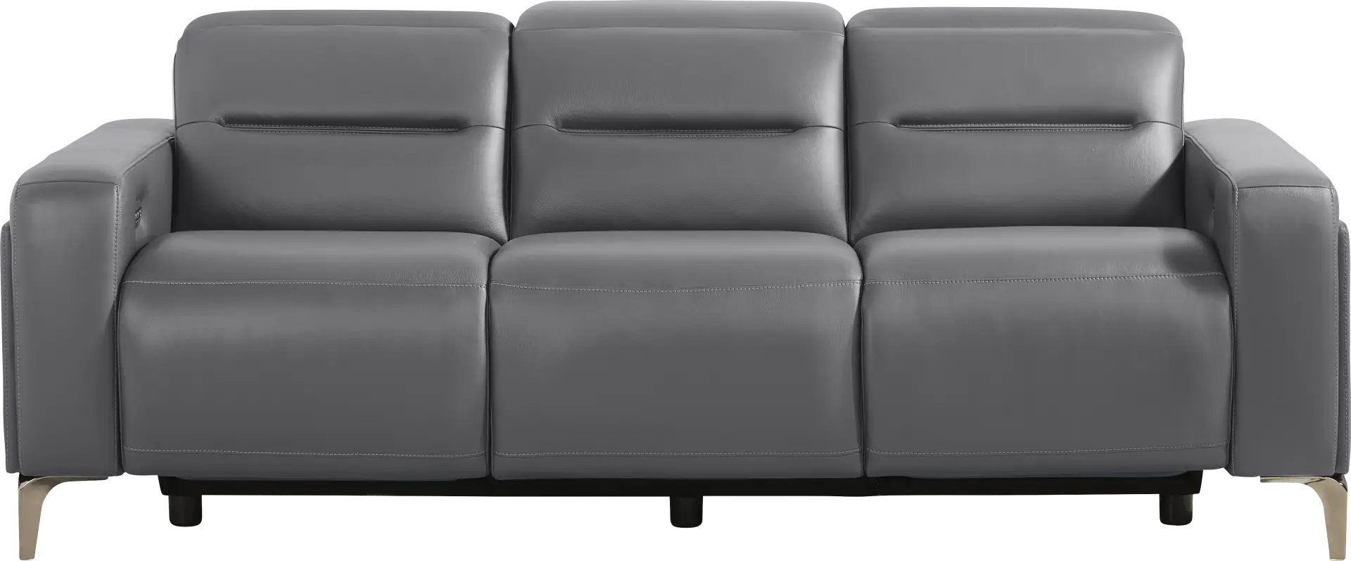 Amalfi Blue Leather Dual Power Reclining Sofa