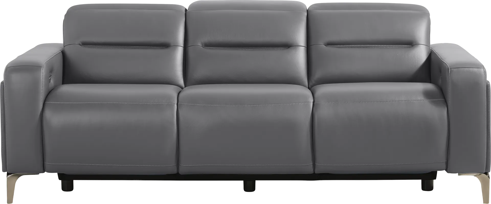 Amalfi Blue Leather Dual Power Reclining Sofa - Image 1
