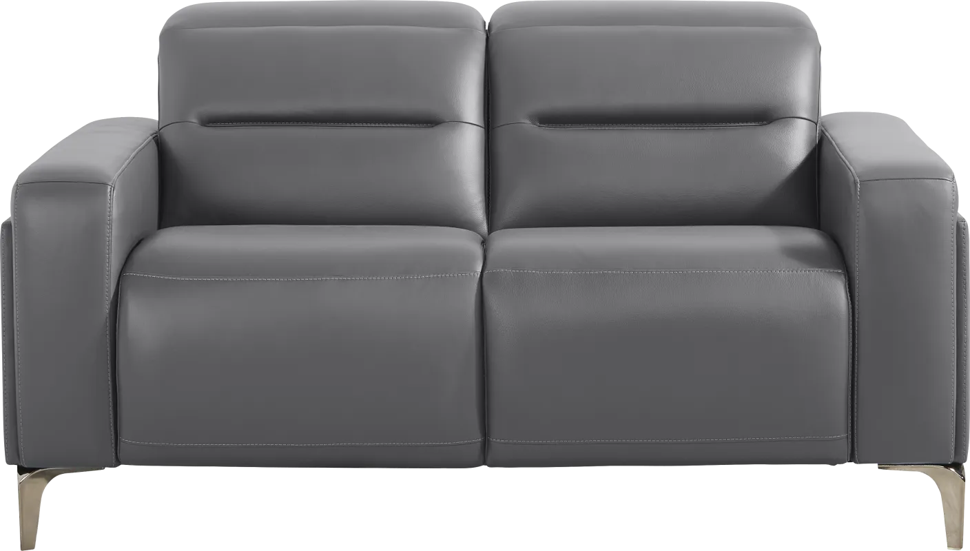Amalfi Blue Leather Loveseat