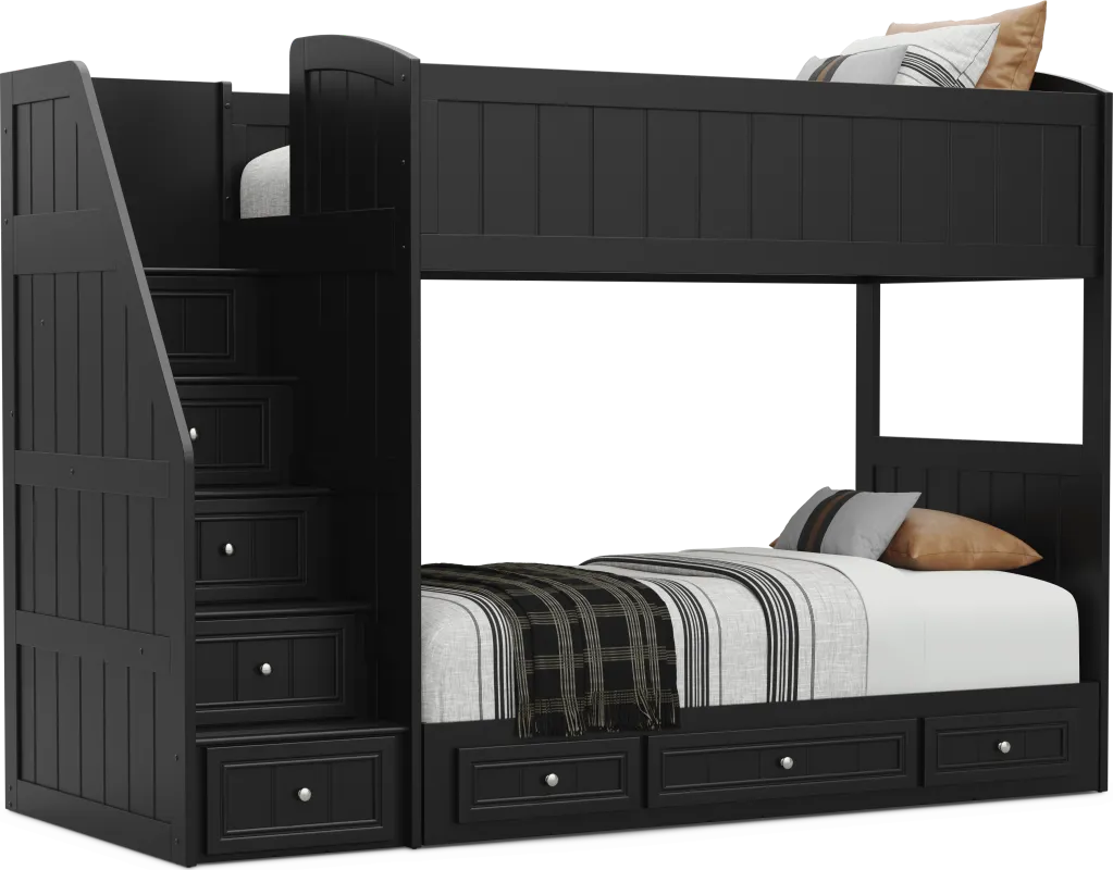 Kids Cottage Colors 2.0 Black Twin/Twin Step Loft