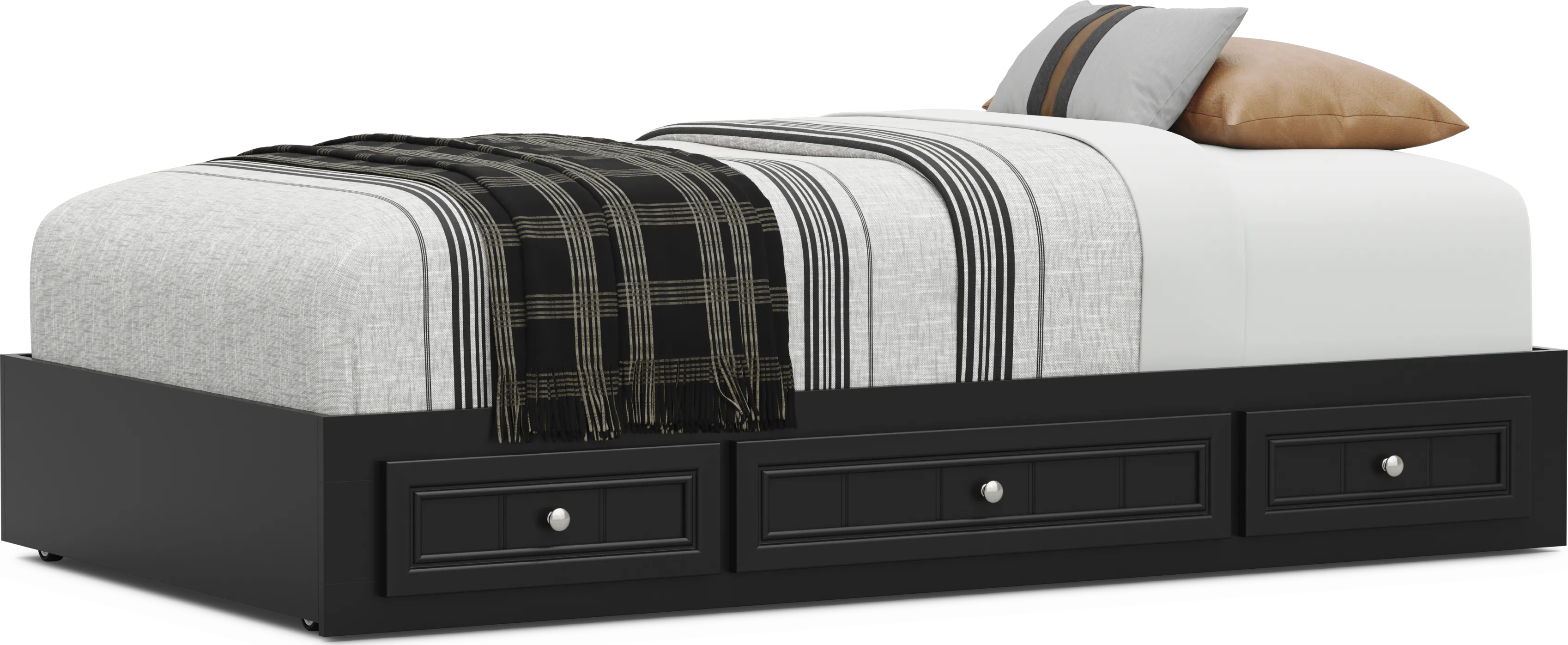 Kids Cottage Colors 2.0 Black Twin Platform Bed with 3 Storage Drawers - Thumbnail - Image 1